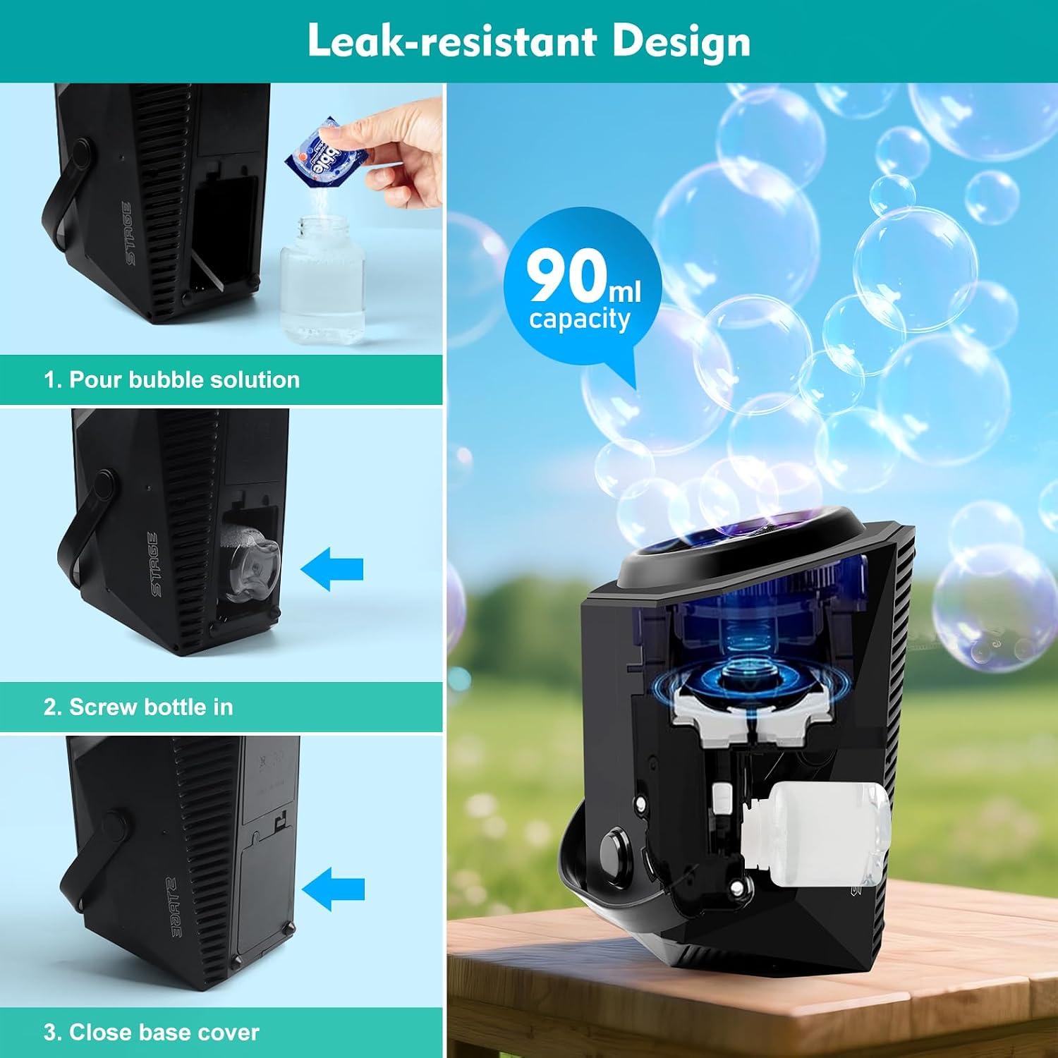 Thumbnail 4 de Bubble Machine for Kids with Remote – Rechargeable LED Bubbles (15,000+ per minute)