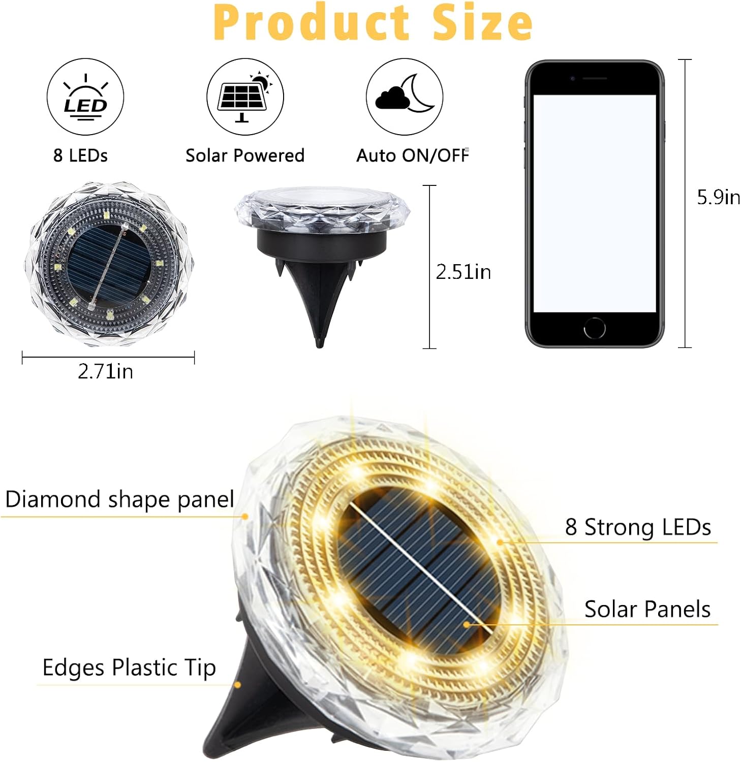 Thumbnail 5 de 8 Pack solar ground lights, 8 LED