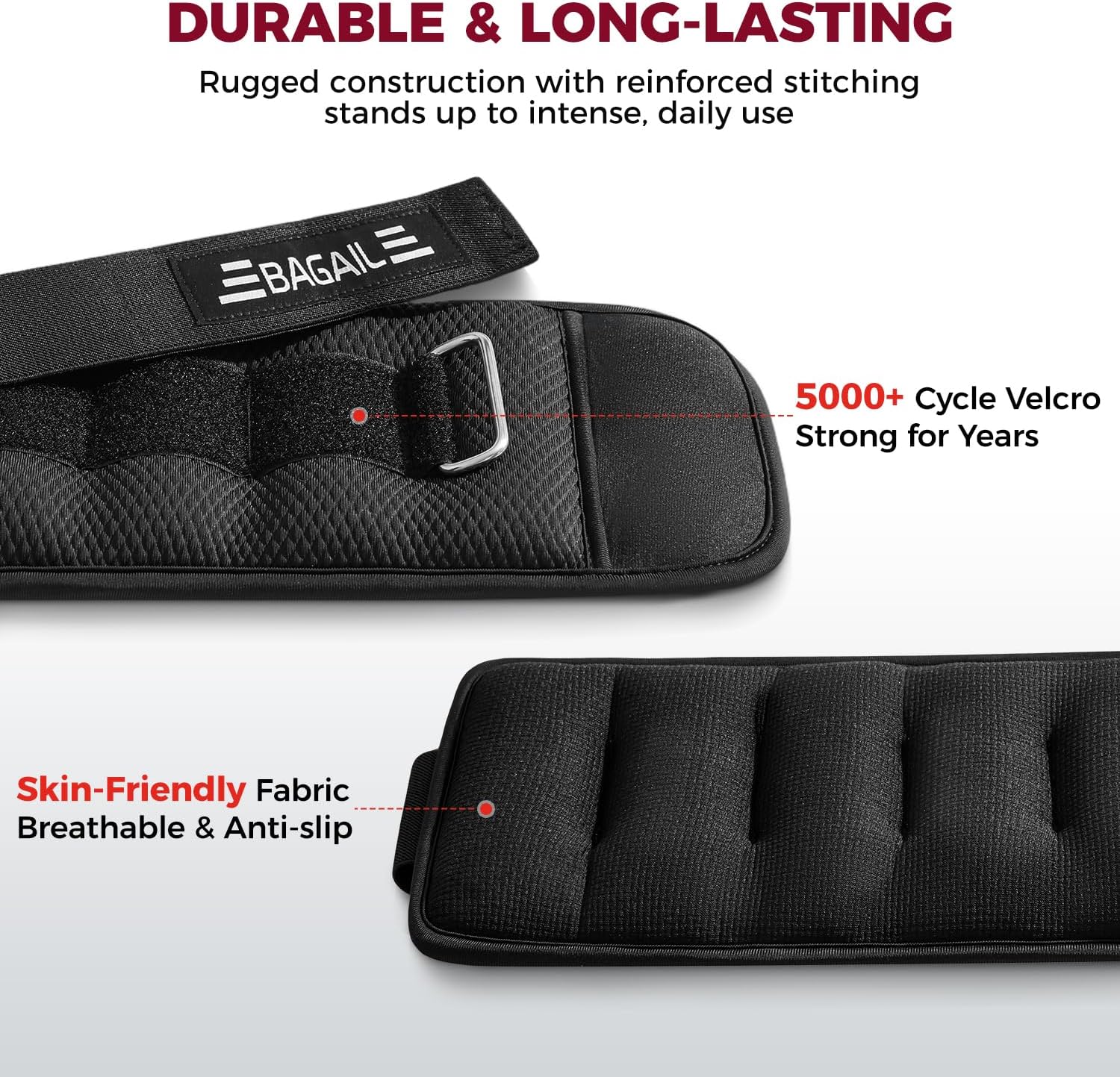 Thumbnail 4 de BAGAIL Ankle and Wrist Weights, 1 lb Each, Lycra-SBR Fabric