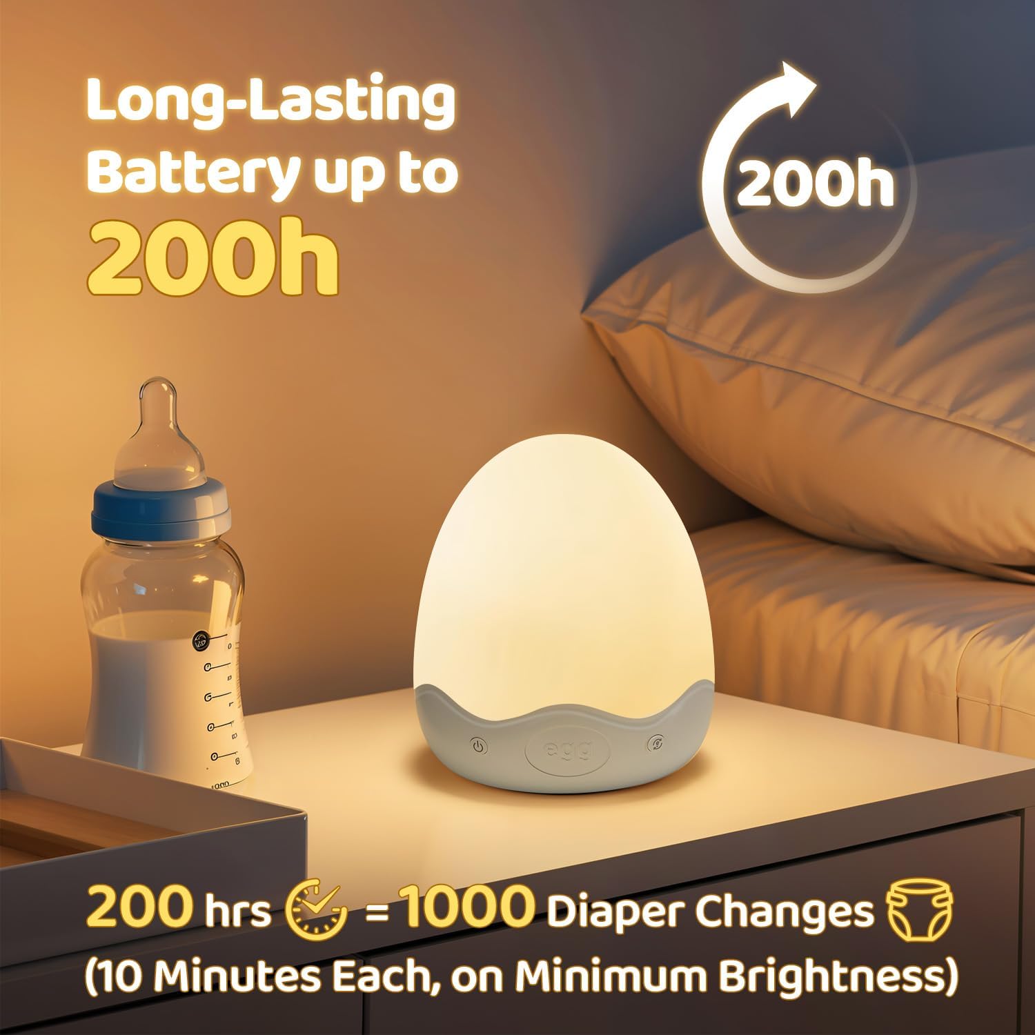 Detalle 2 de COOLNIGHT Nachtlicht Kinder Eggy Egg – dimmbares Stilllicht mit Touch, Fernbedienung, 10 Farben und langer Akku