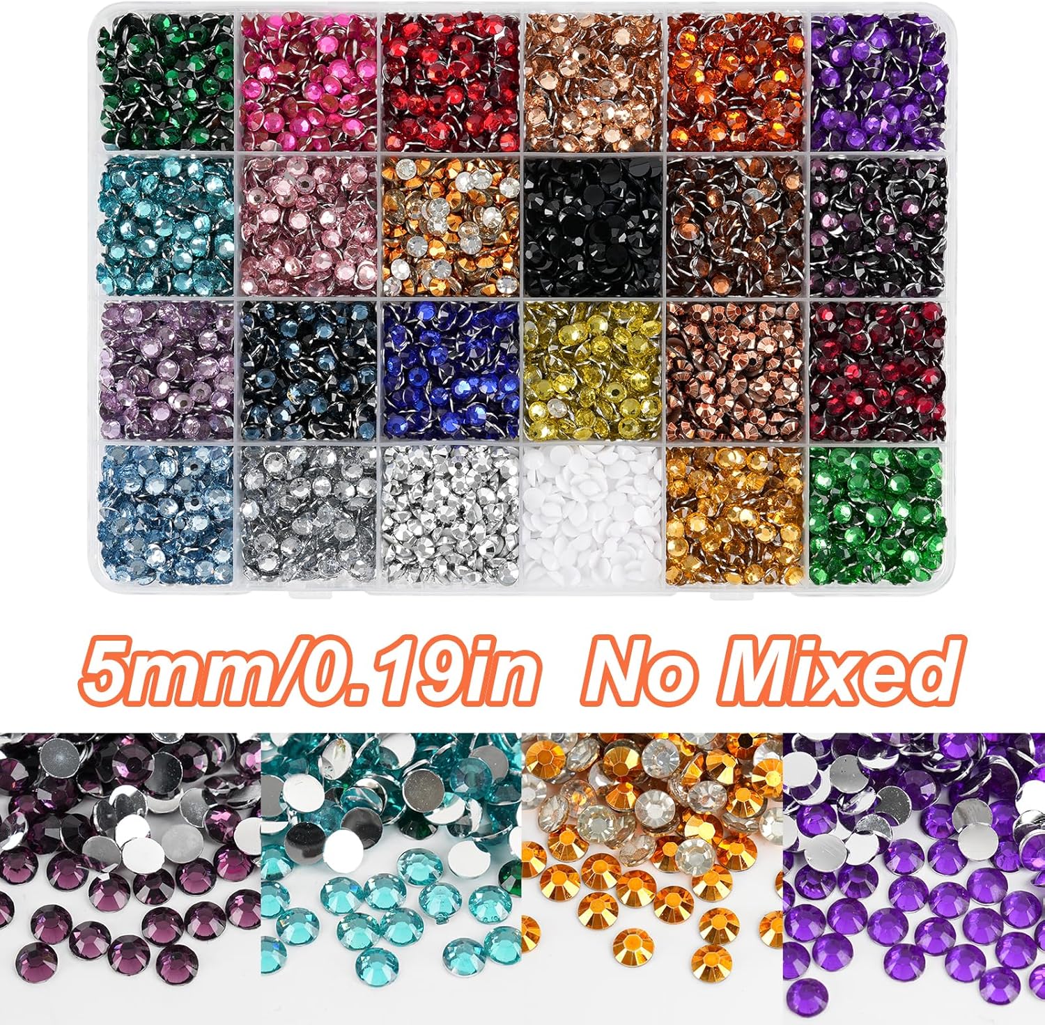 Thumbnail 2 de Canvalite Resin Bedazzling Kit: 24-Color 5mm SS20 Flatback Rhinestones with Glue, Tweezer & Pen for Nails, Clothing & Accessories