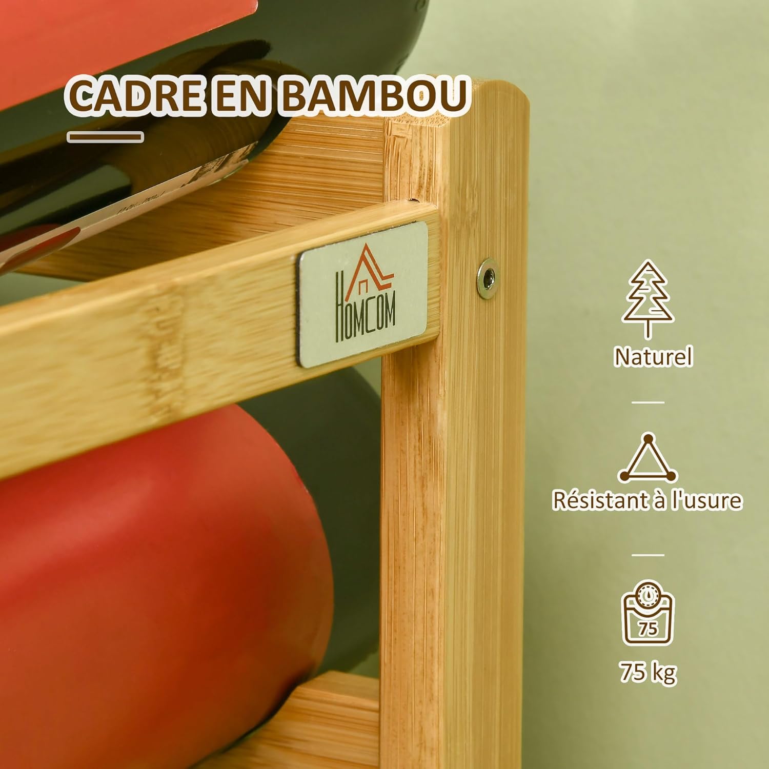 Thumbnail 4 de HOMCOM Étagère à Bouteilles de vin pour 16 bouteilles en bambou naturel – design compact et robuste