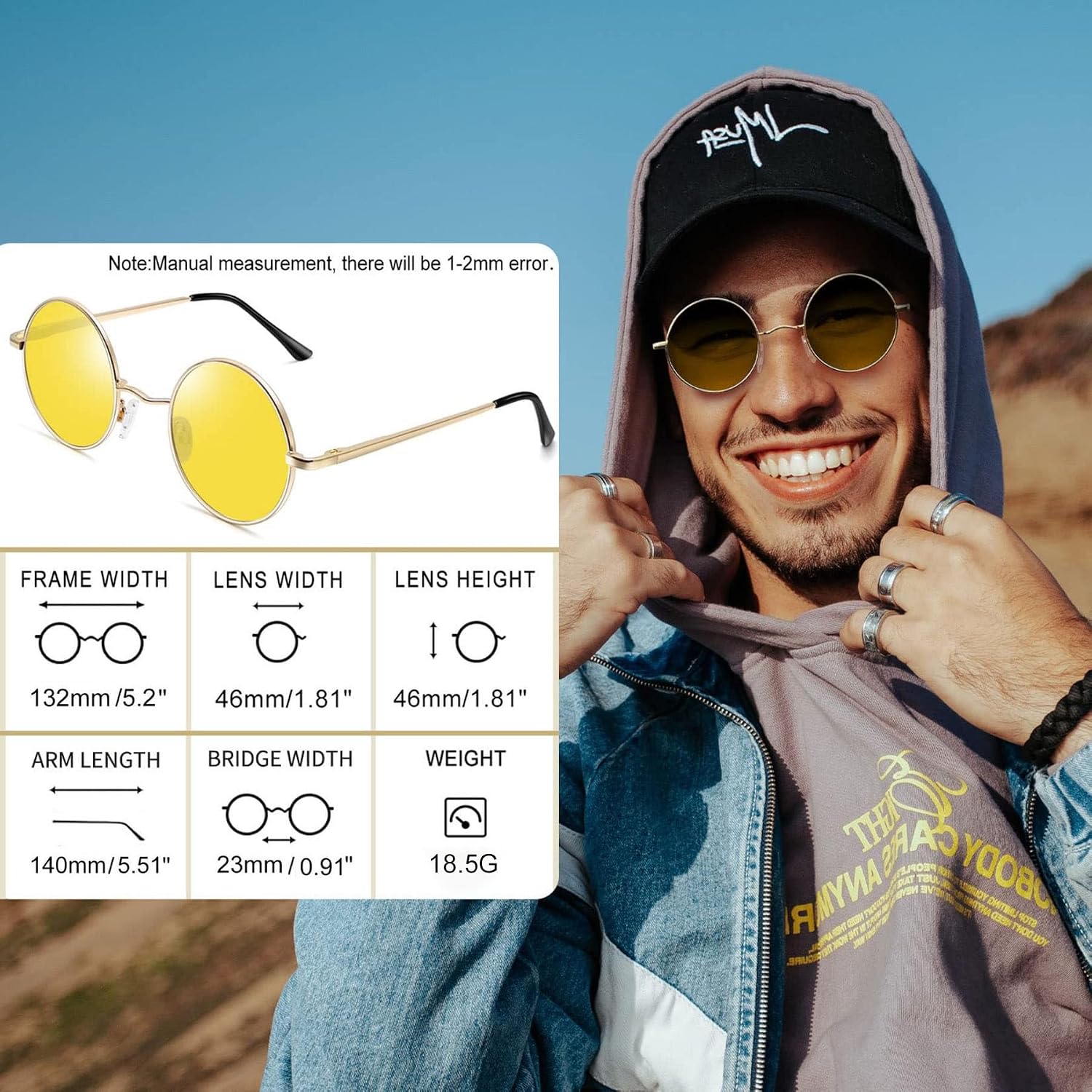 Detalle 2 de Joopin Redondas Gafas de Sol polarizadas UV400