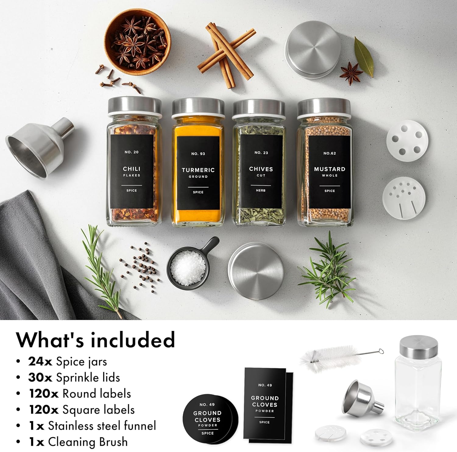 Thumbnail 6 de EDELHAUS Glass Spice Jars 24-pack 🧂