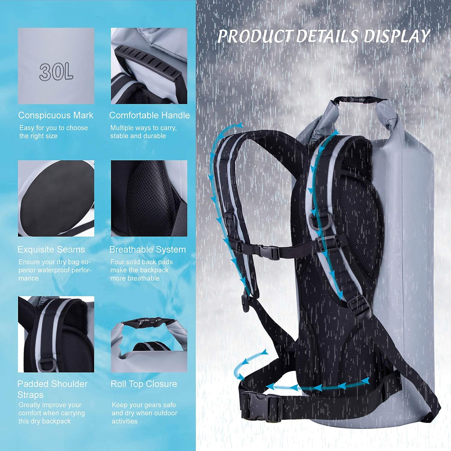 Detalle 2 de IDRYBAG Dry Bags for Kayaking Waterproof 2L–40L: Lightweight, Durable Dry Sack for Outdoor Adventures