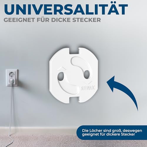 Detalle de Hoffenbach 30x Steckdosen Kindersicherung – Drehmechanik, Weiß, kompatibel mit Schuko (Typ F)