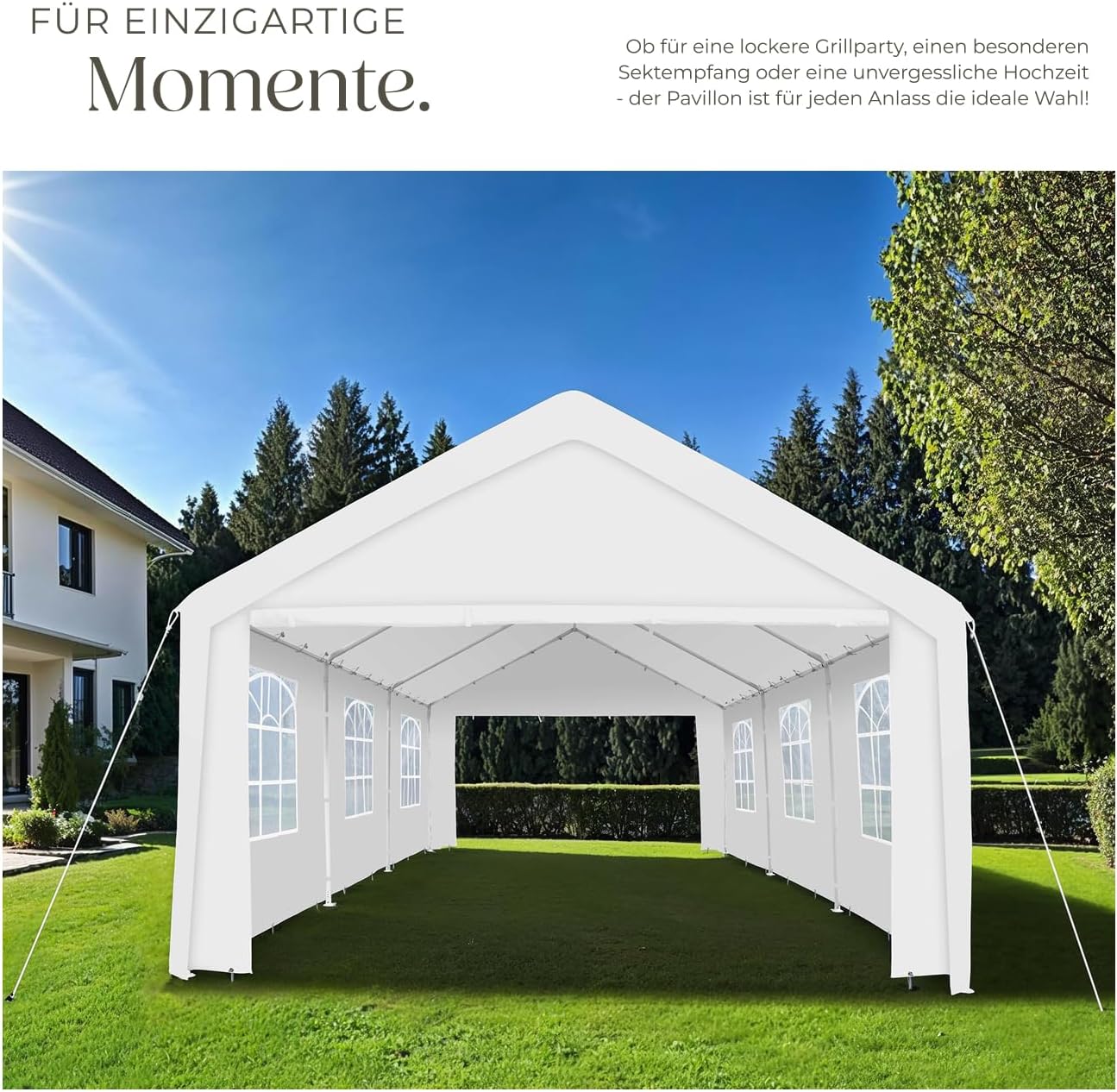 Thumbnail 6 de tectake Pavillon 4x6 m Partyzelt – wasserdicht, UV-beständig, mit 4 Seitenwänden