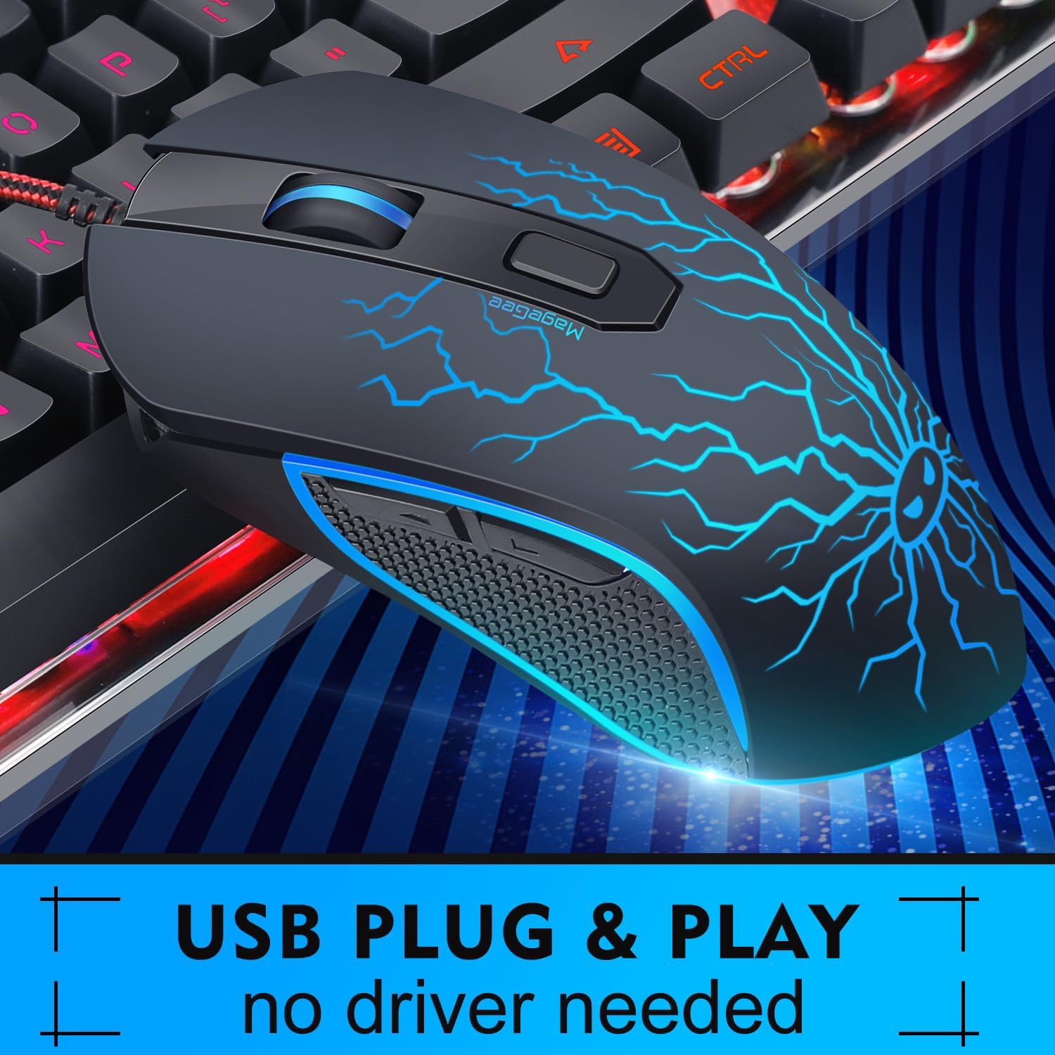 Detalle de MageGee K1 Gaming Keyboard and Mouse Combo, 104-Key RGB Wired Set