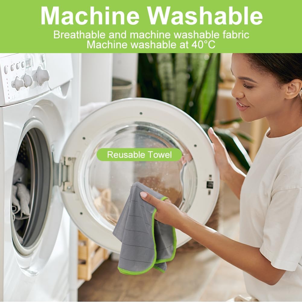 Thumbnail 4 de Adiwo Chiffon Magique Microfibre Carbone — 3X Serviettes Sans Trace (40 x 50 cm) + Pack de 6 lingettes 30x30 cm, Vert Fluo