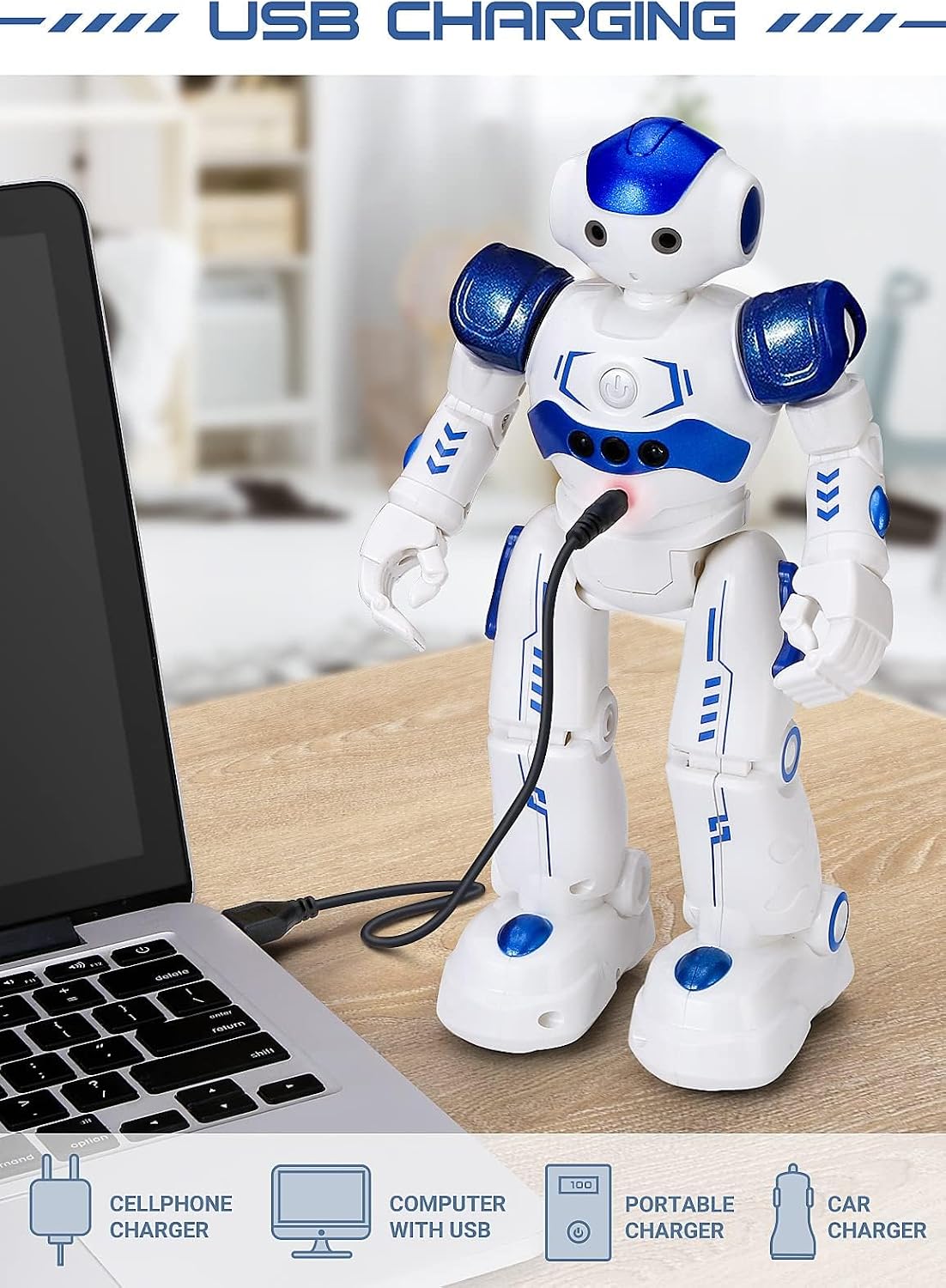 Detalle 1 de KingsDragon Remote-Control Robot Toy with Gesture Control and 50-Action Programming