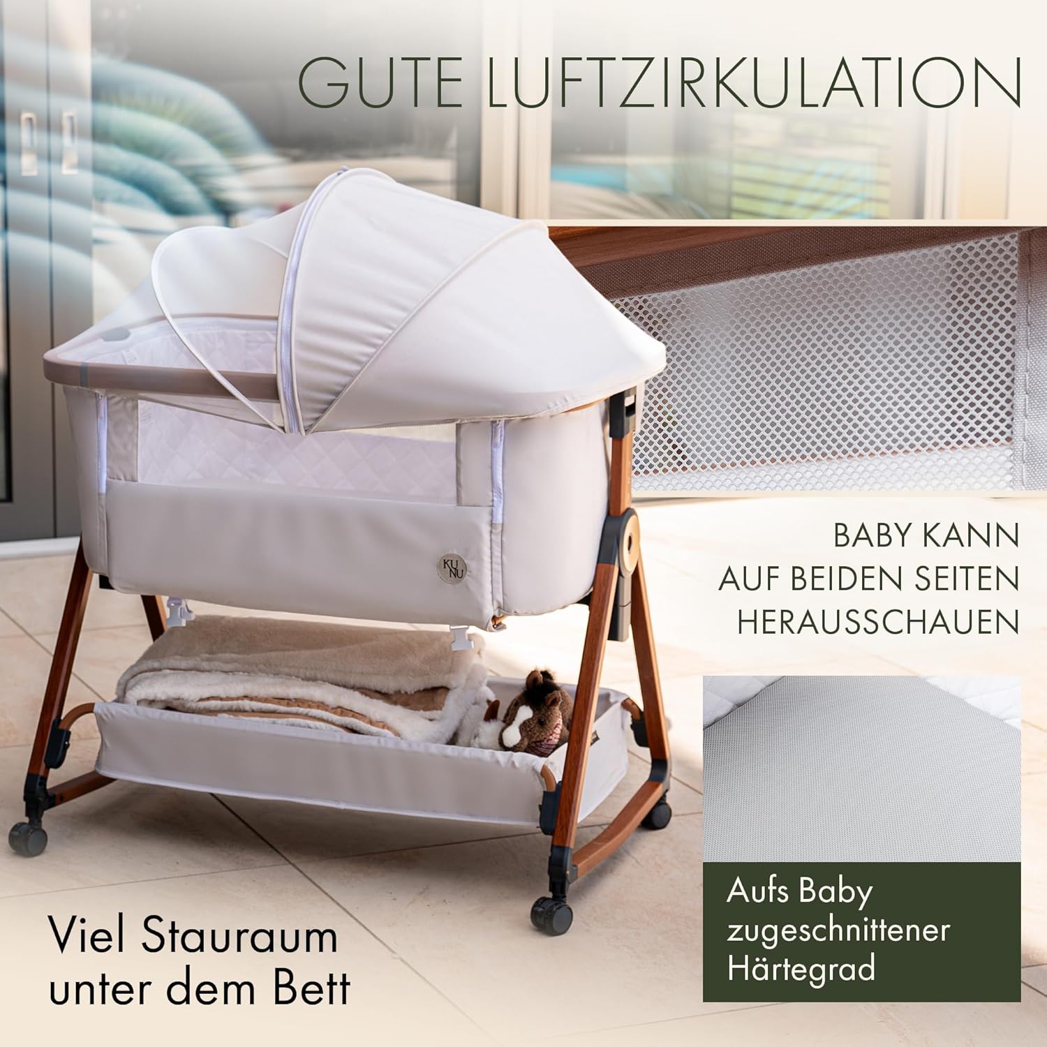 Thumbnail 4 de KUNU Babybett Beistellbett 4 cm