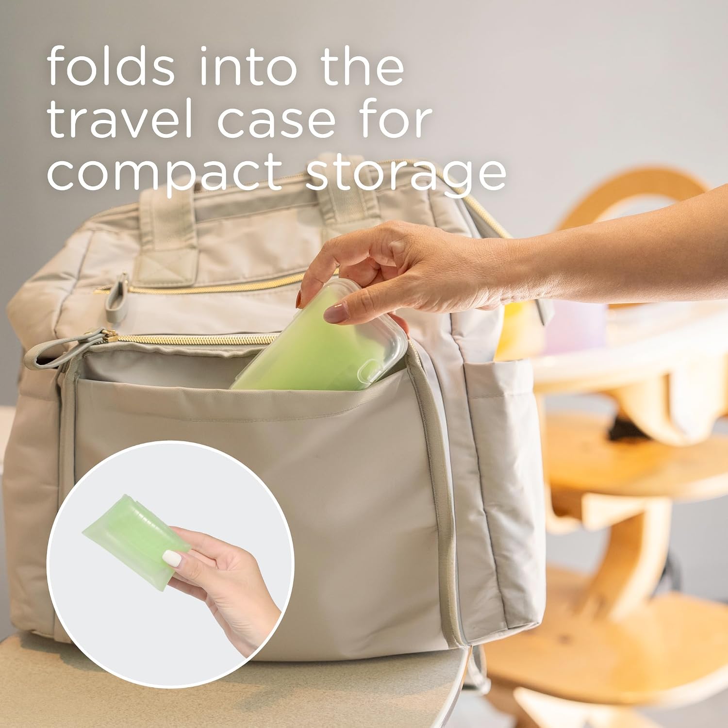 Detalle 1 de Olababy 30511 Fold N Go Silicone Baby Bib, Waterproof, with Travel Case