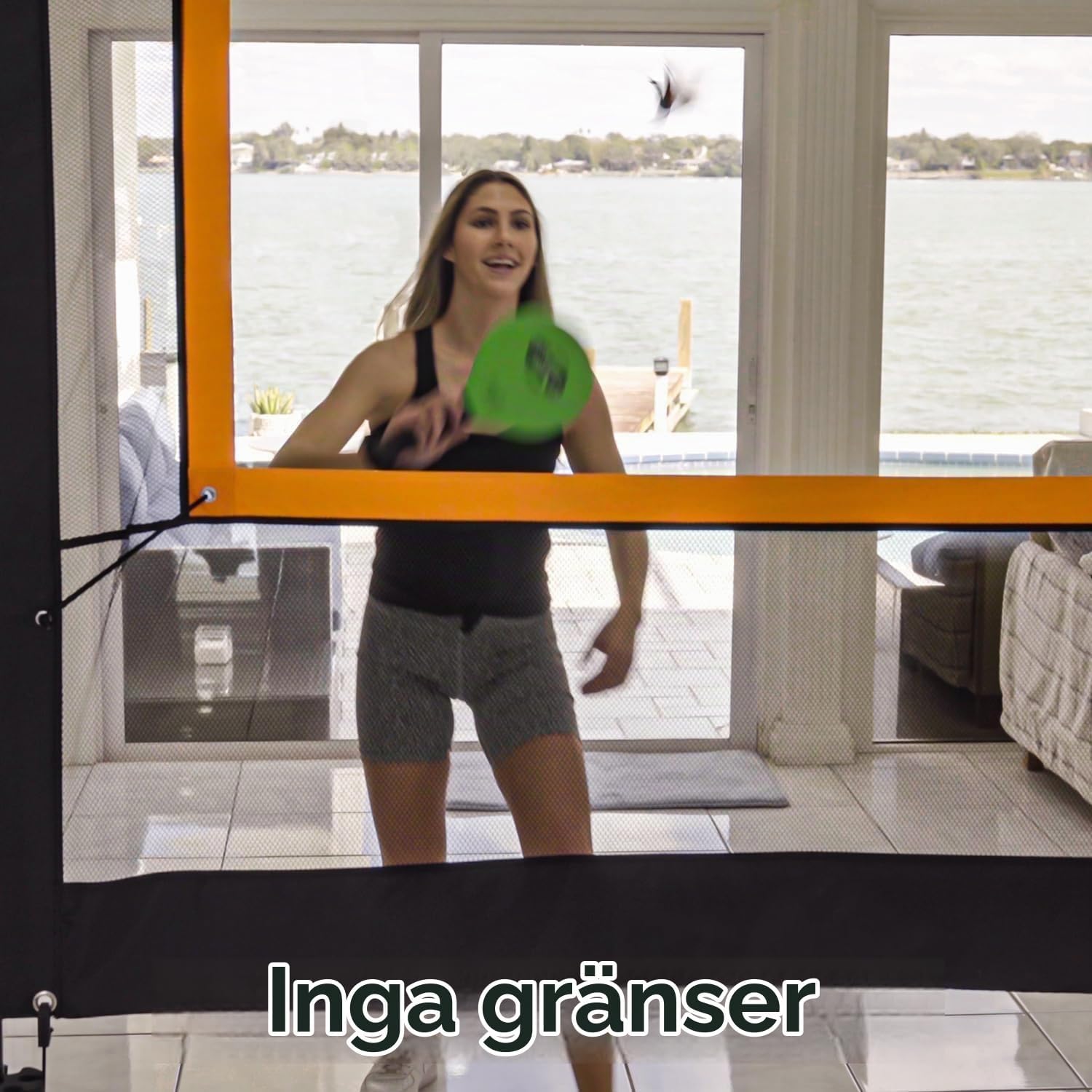 Detalle 2 de Gresonic A6DE-2025-BQTZ pickleballset med fristående nät, racketar och bollar