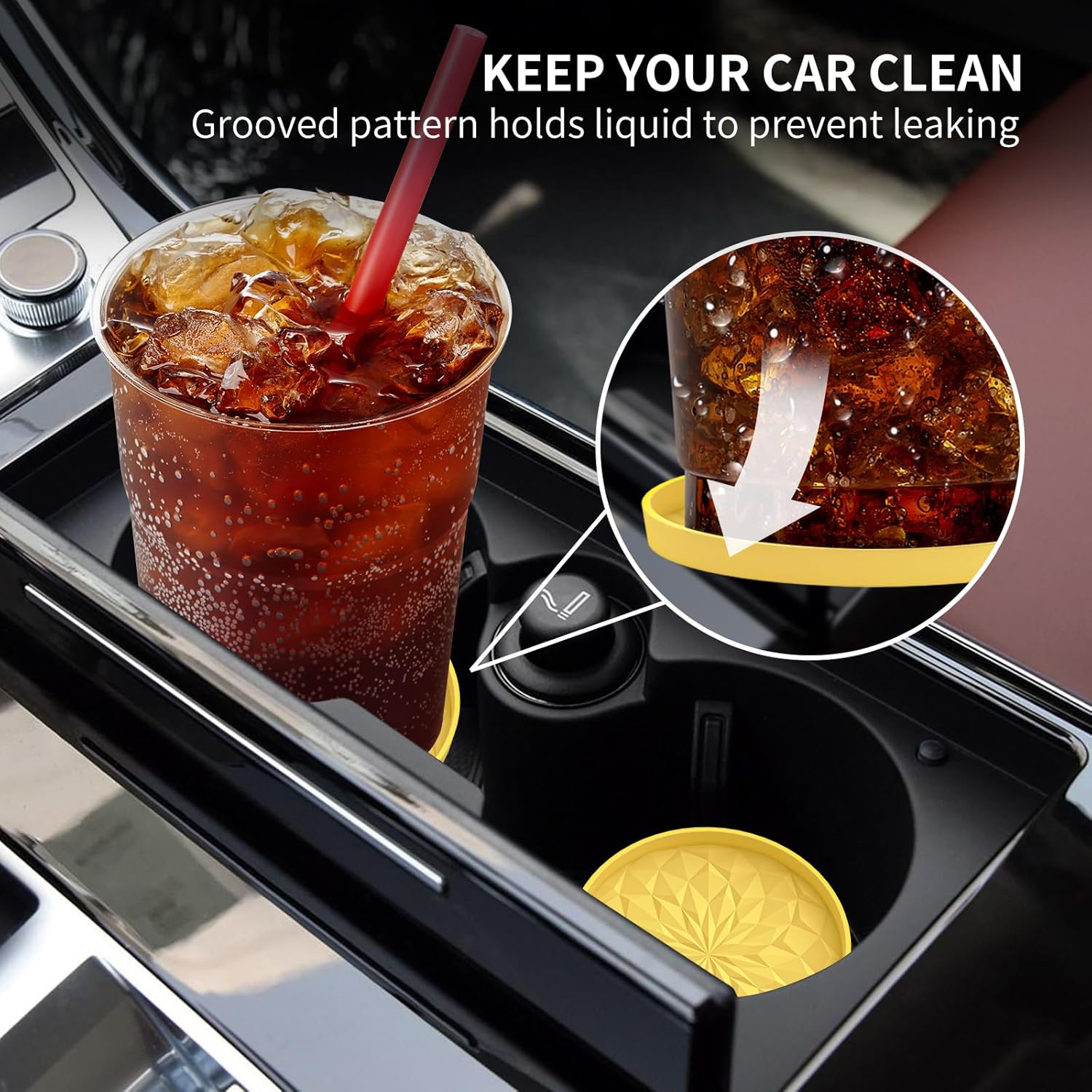 Thumbnail 1 de STLIAN Car Coasters for Cup Holders (4 Pack) – 2.75in Silicone Auto Mug Mats, Non-Slip Recessed Fit for Car Cup Holders