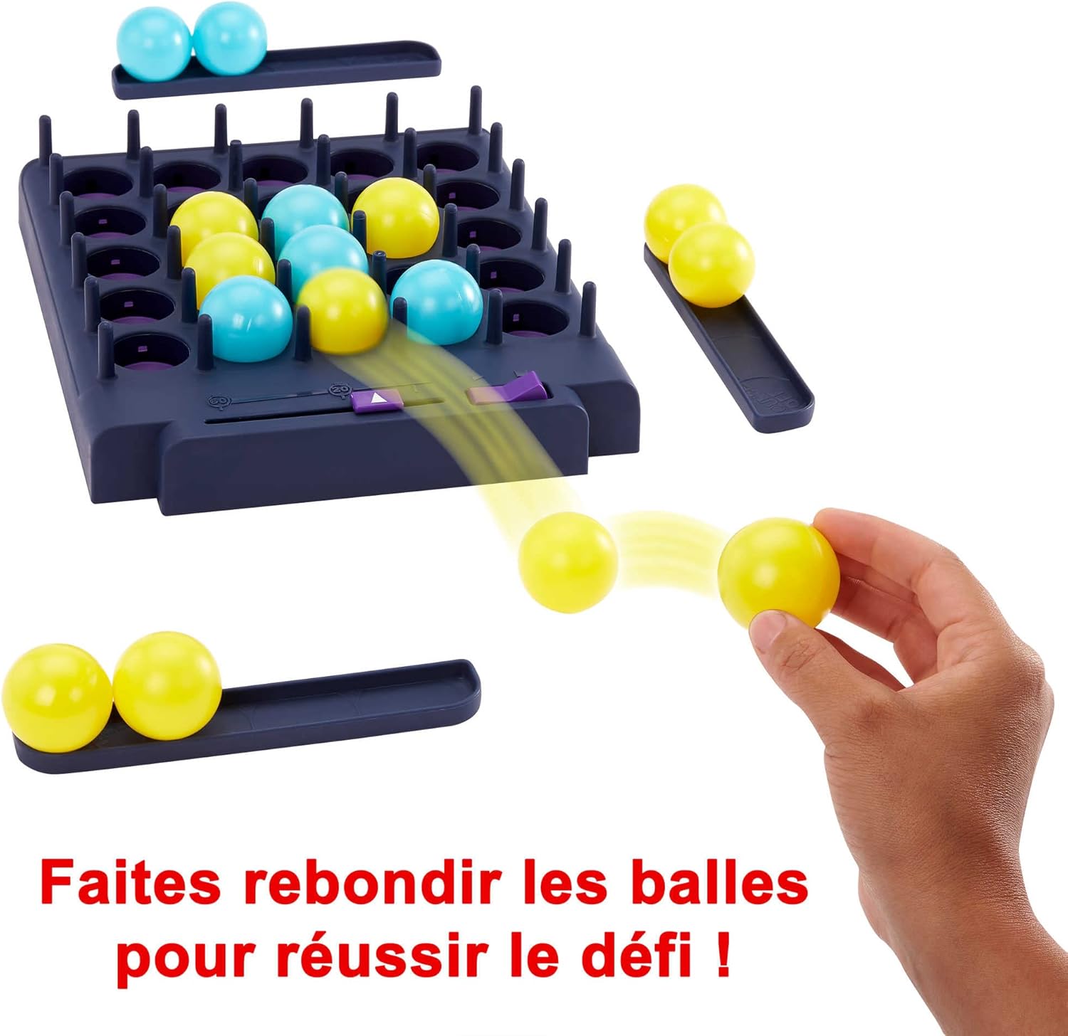 Detalle 2 de Mattel Games Bounce-Off Chrono Challenge (HKR53) – jeu d’ambiance à lancer et encastrer avec minuteur, dès 7 ans