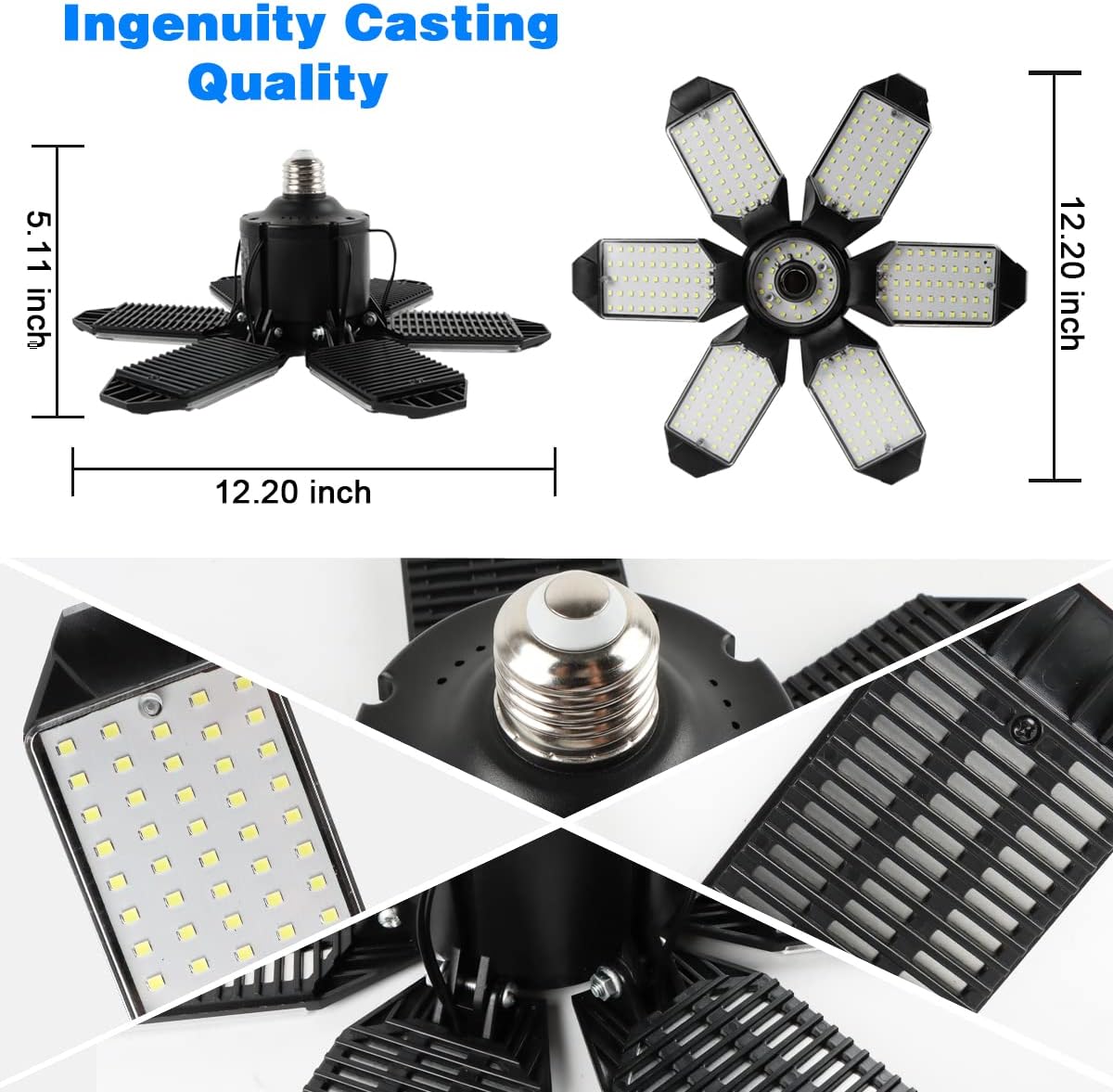 Thumbnail 6 de POLARPRA Garage Lights 2-Pack LED Ceiling Light (160W, 6500K) with 6 Adjustable Panels