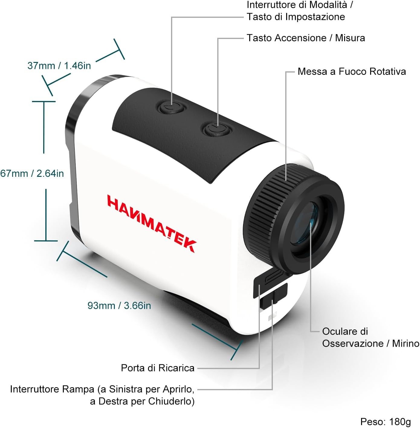 Thumbnail 2 de HANMATEK Telemetro Laser da Golf GR1200 1097m/1200Y, 6.5x, 1.0m ±, con compensazione pendenza e magneti