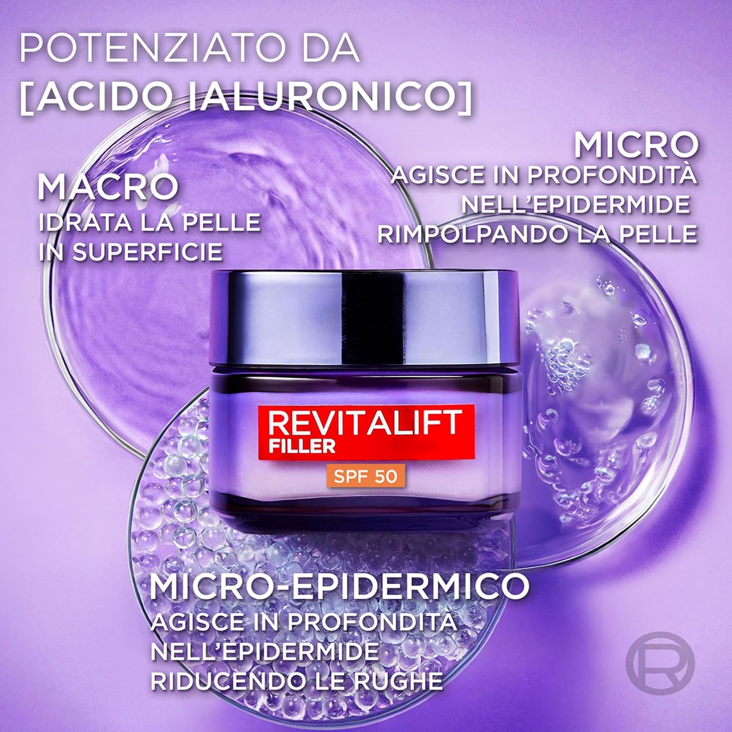 Thumbnail 2 de L’Oréal Paris Revitalift Filler SPF50: crema viso giorno anti-rughe con acido ialuronico, per tutti i tipi di pelle