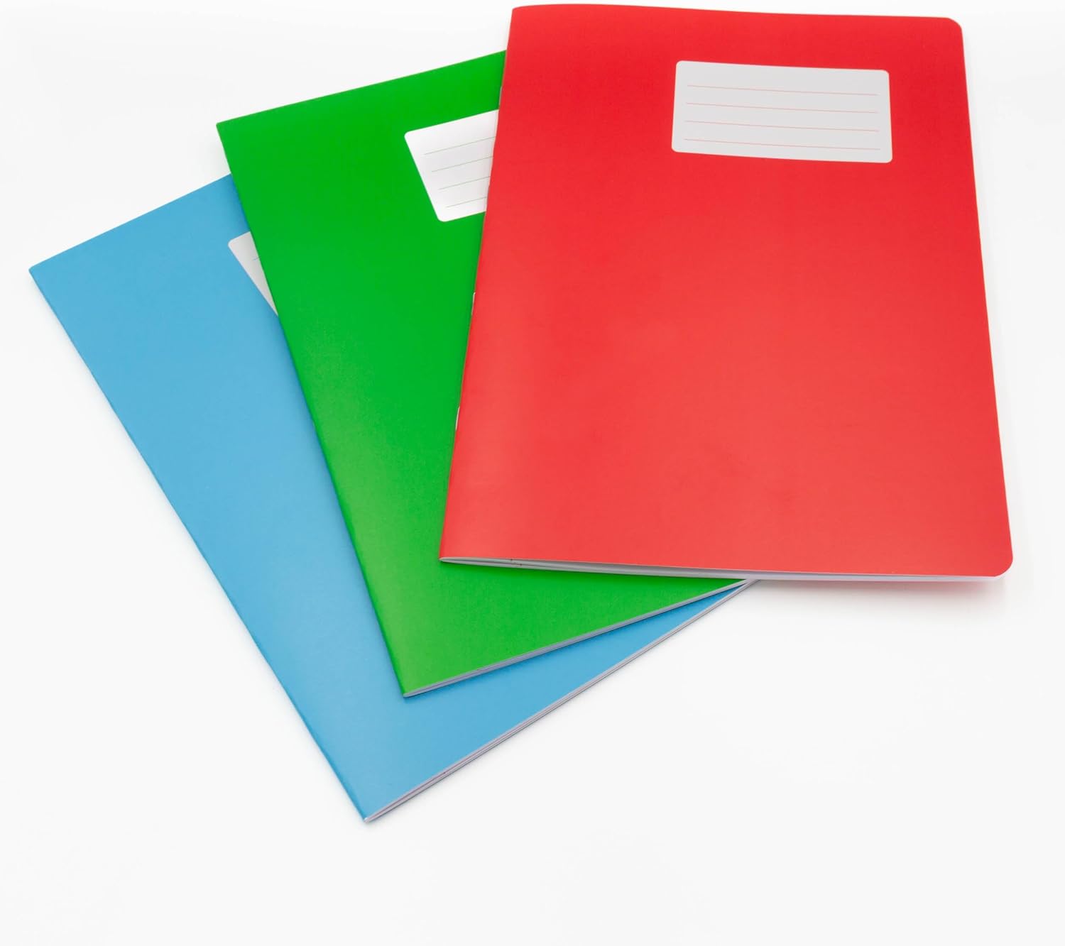 Detalle de Flying Colours A4 Exercise Books – 3-Pack, 8mm Ruled, Assorted Colours (Red, Green & Blue)