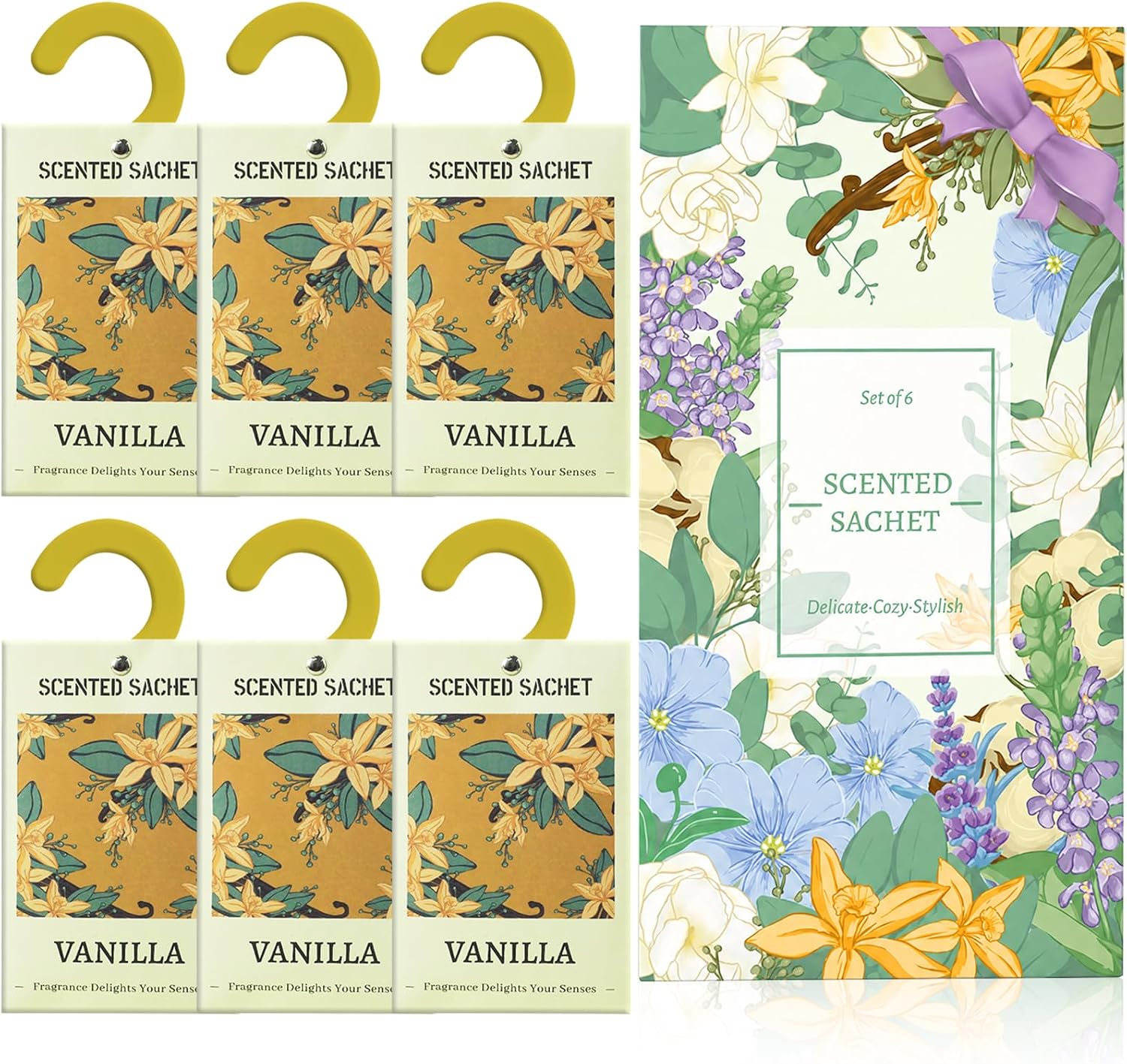 Detalle de STRN Vanilla Scented Sachets, 6-Pack for Drawers, Closets and Small Spaces