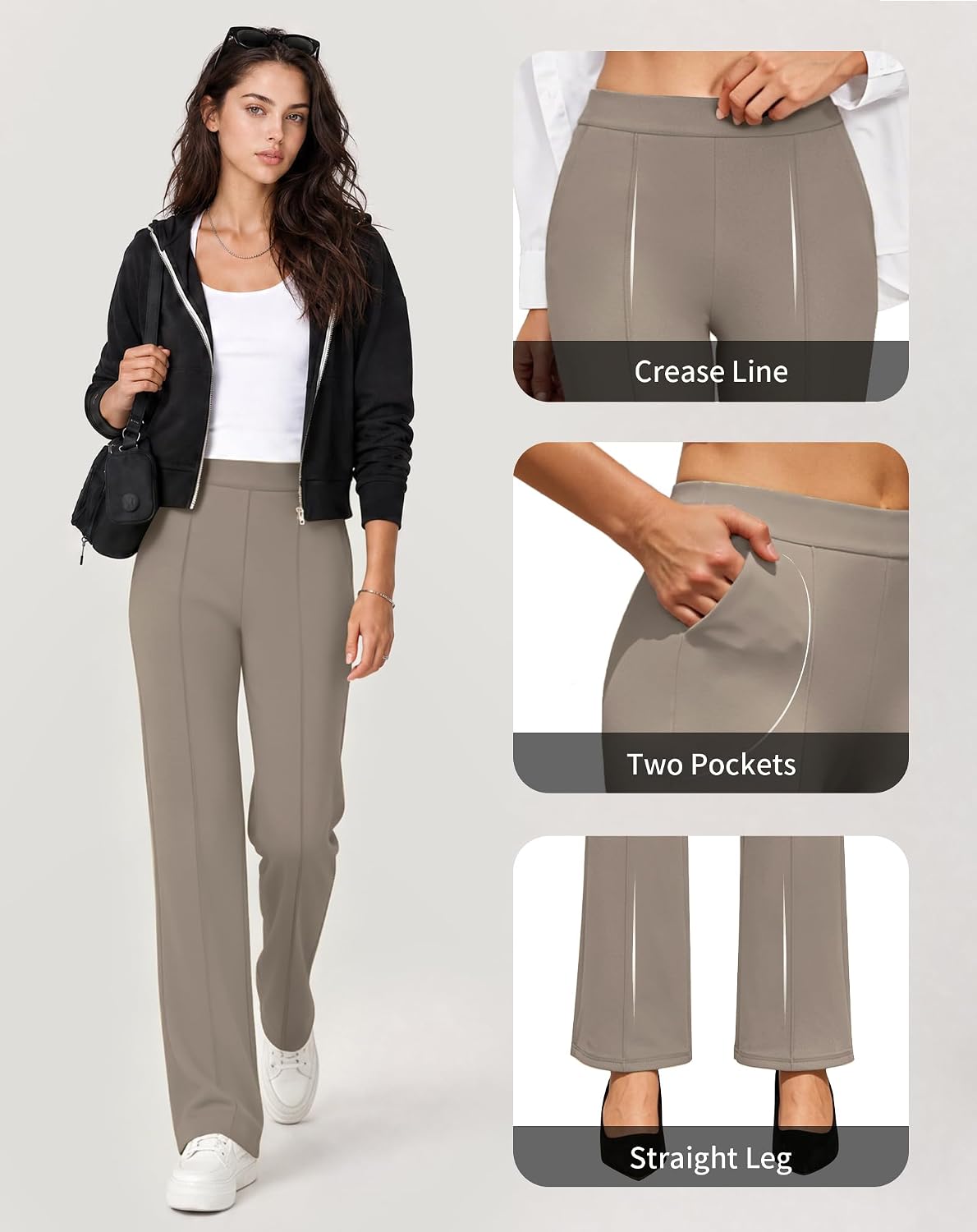 Detalle 2 de JEKAOYI Women's Straight-Leg Dress Pants