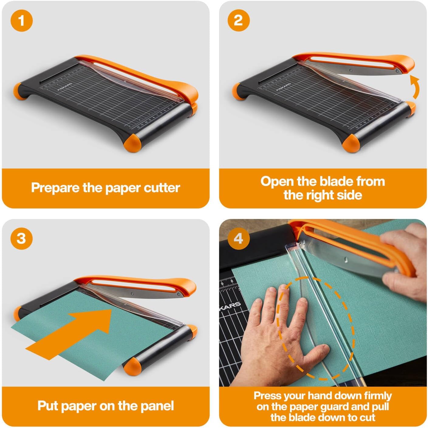 Detalle de Fiskars Guillotine Bypass – Format A5 vertical / A4 horizontal, lame auto-affûtante, protège-doigts, 30% recyclé (1077982)