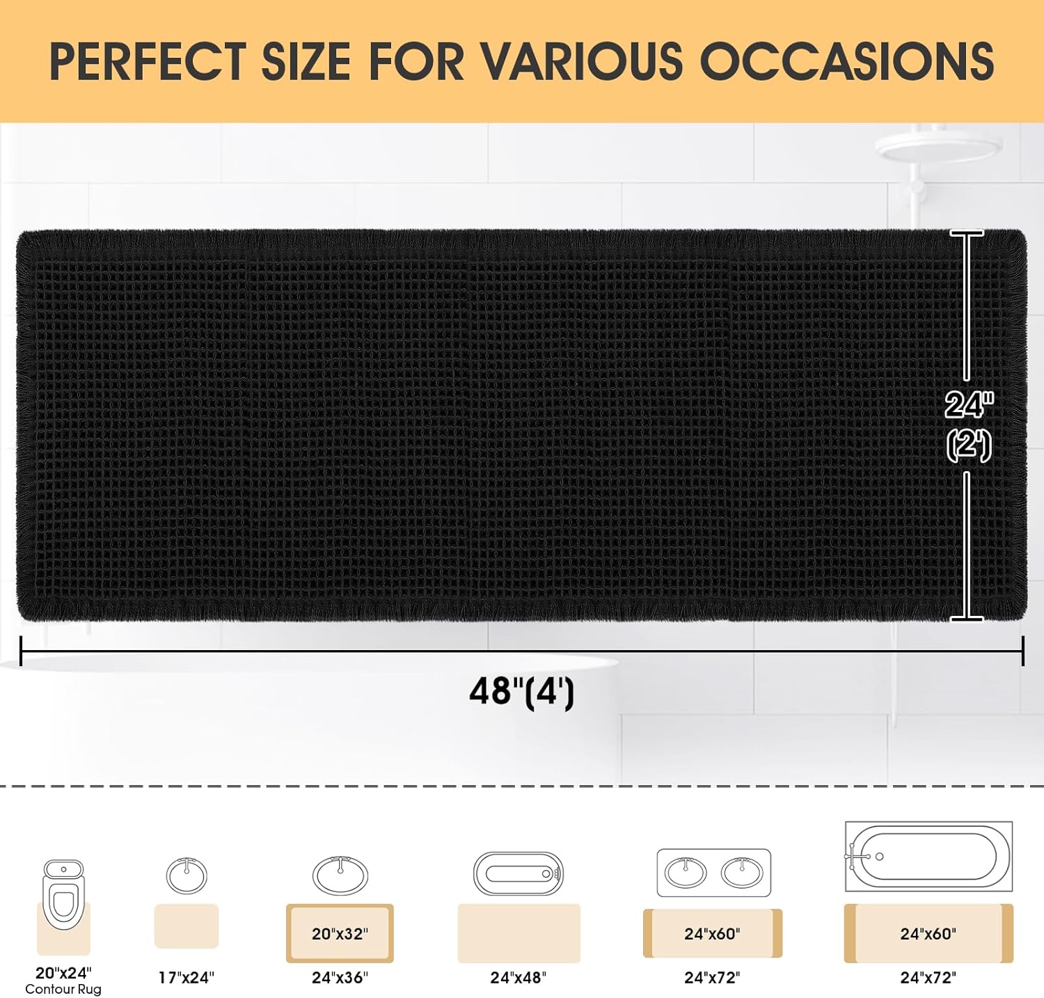 Thumbnail 4 de IM HOME Waffle Bath Mat 4'x2' — bath mat