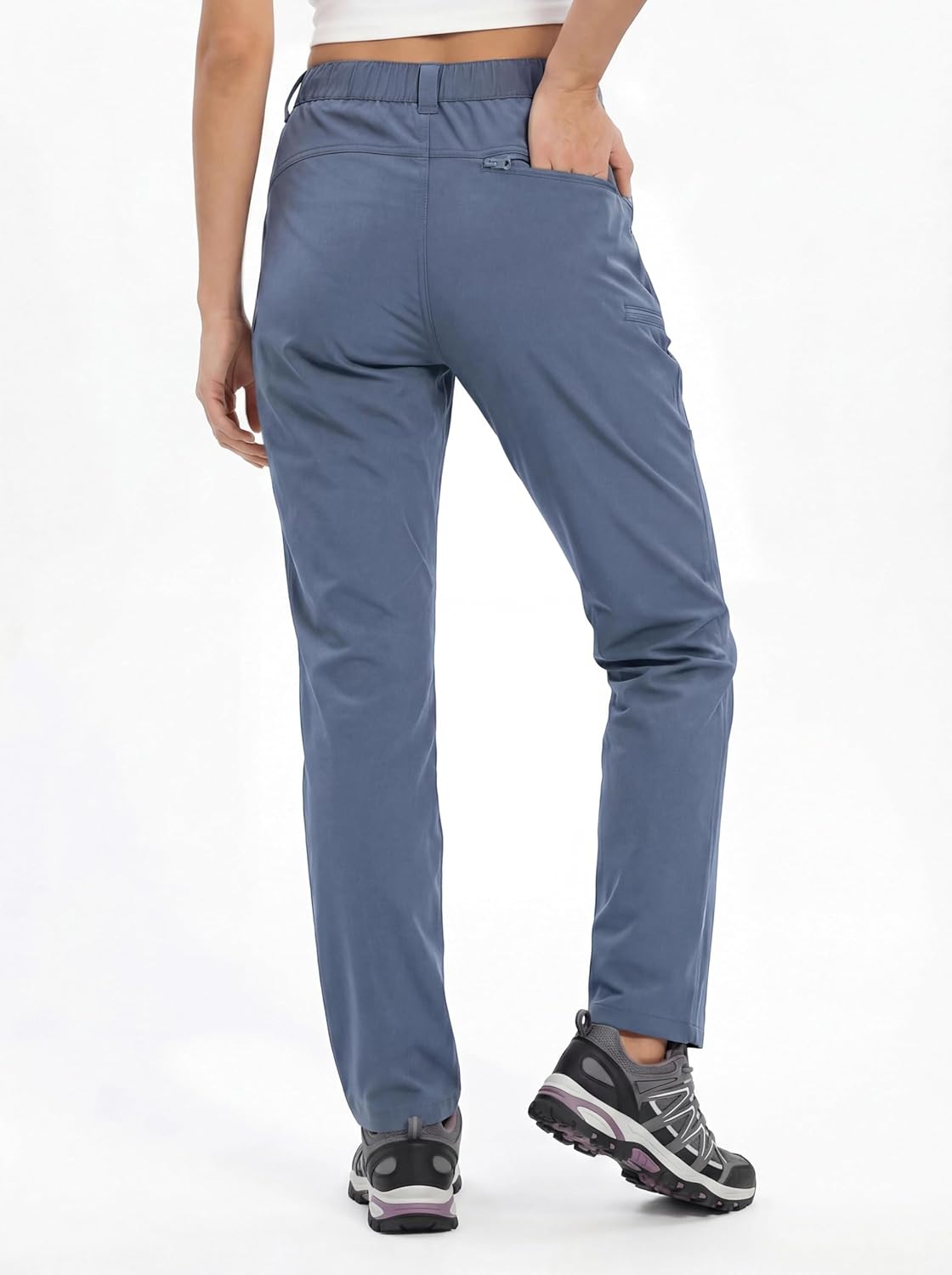 Detalle de GymBrave Pantalone da Trekking Donna Estate: Cargo Elasticizzato Impermeabile con Tasche Zippate