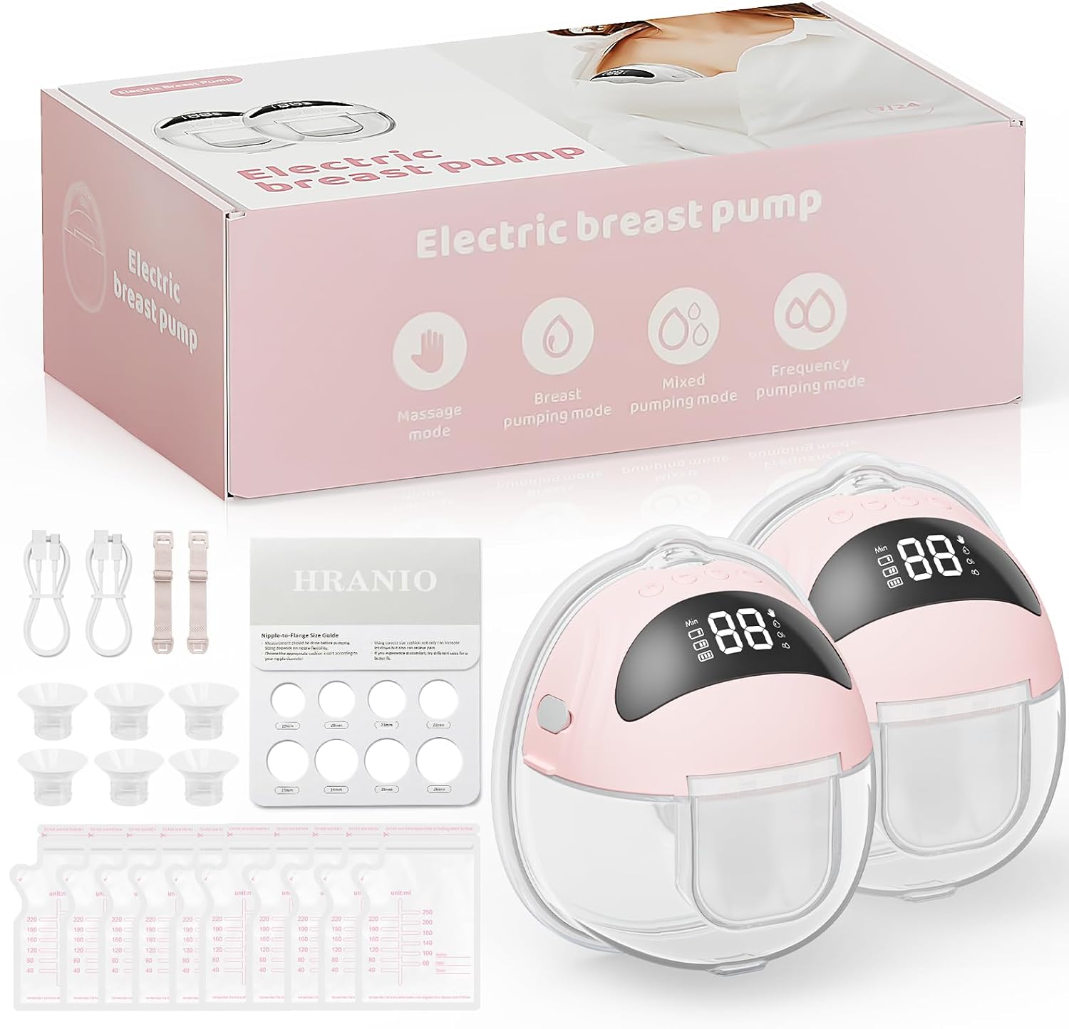 Detalle de Wearable Breast Pump Electrical — Hands-Free, 4 Modes & 9 Levels, USB-C Rechargeable, 2-Pack