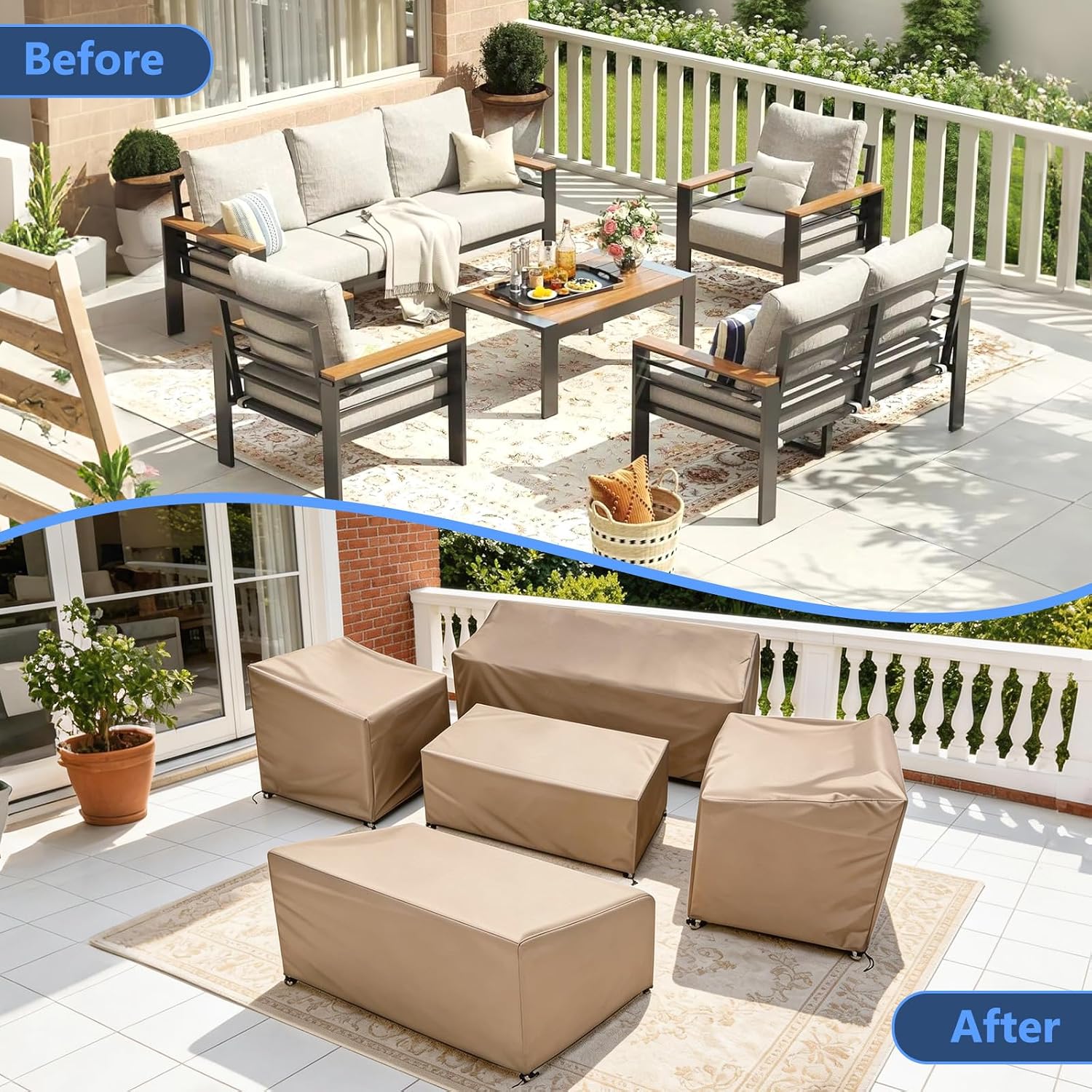 Thumbnail 6 de STARTWO 334-TZ5-DK 5-Piece Patio Furniture Cover Set, Waterproof Polyester