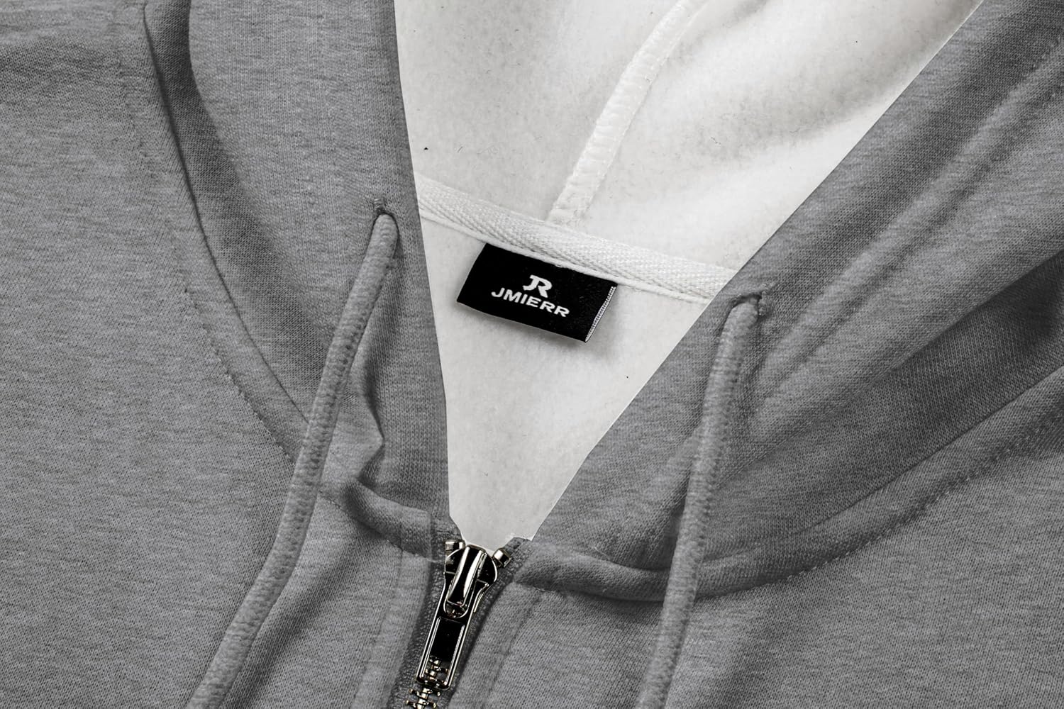 Detalle 2 de JMIERR Hoodie Herren – Baumwolle Einfarbig mit Reißverschluss, Langarm Sweatjacke mit Taschen