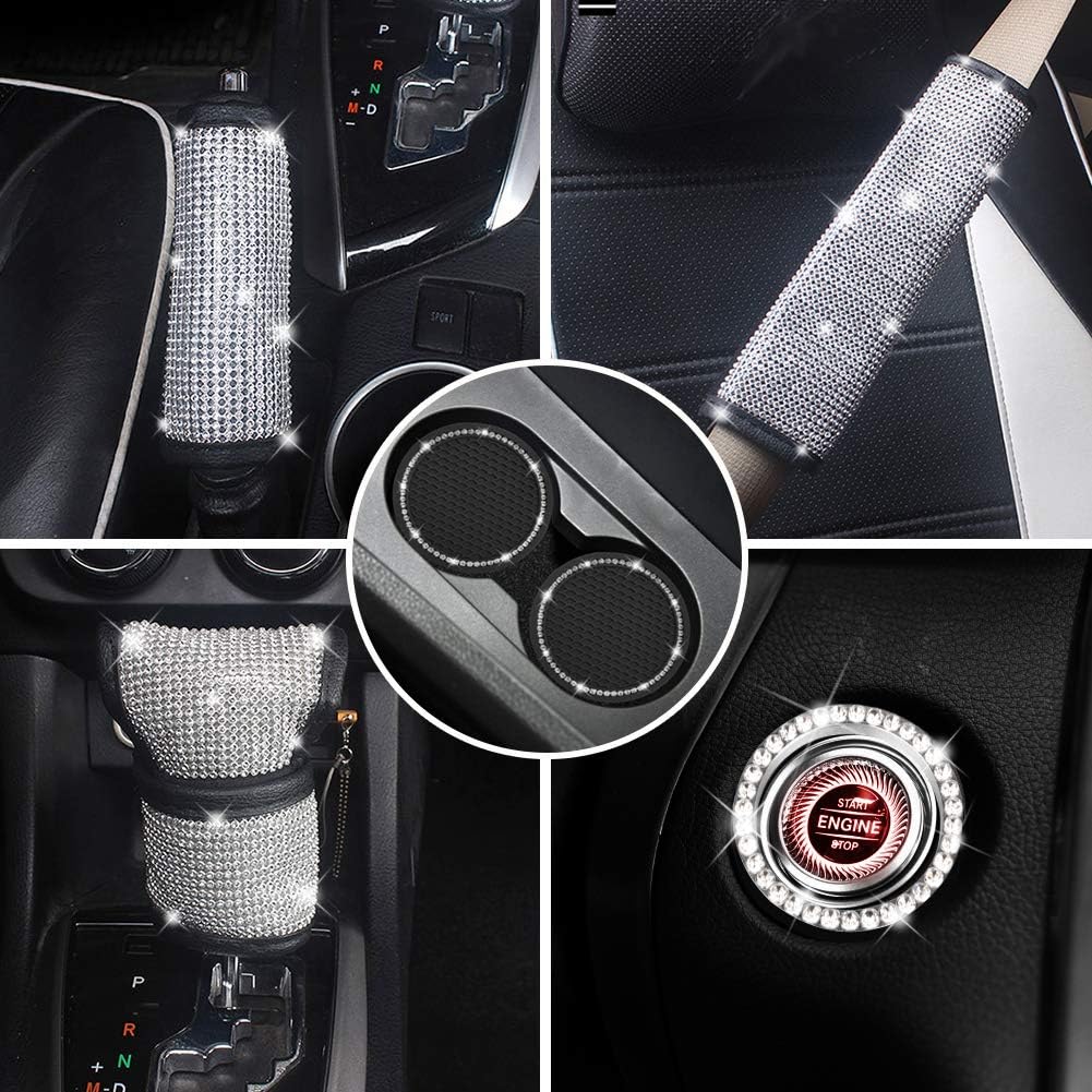 Detalle de 2 Packs Universal Diamond Leather Seat Belt Shoulder Pads and Bling Car Accessories Kit