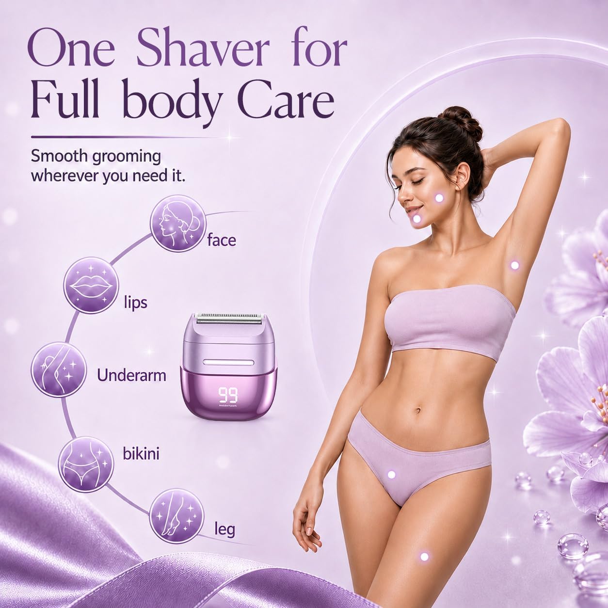Detalle de UpperX Women's Electric Razor, Ultra Violet