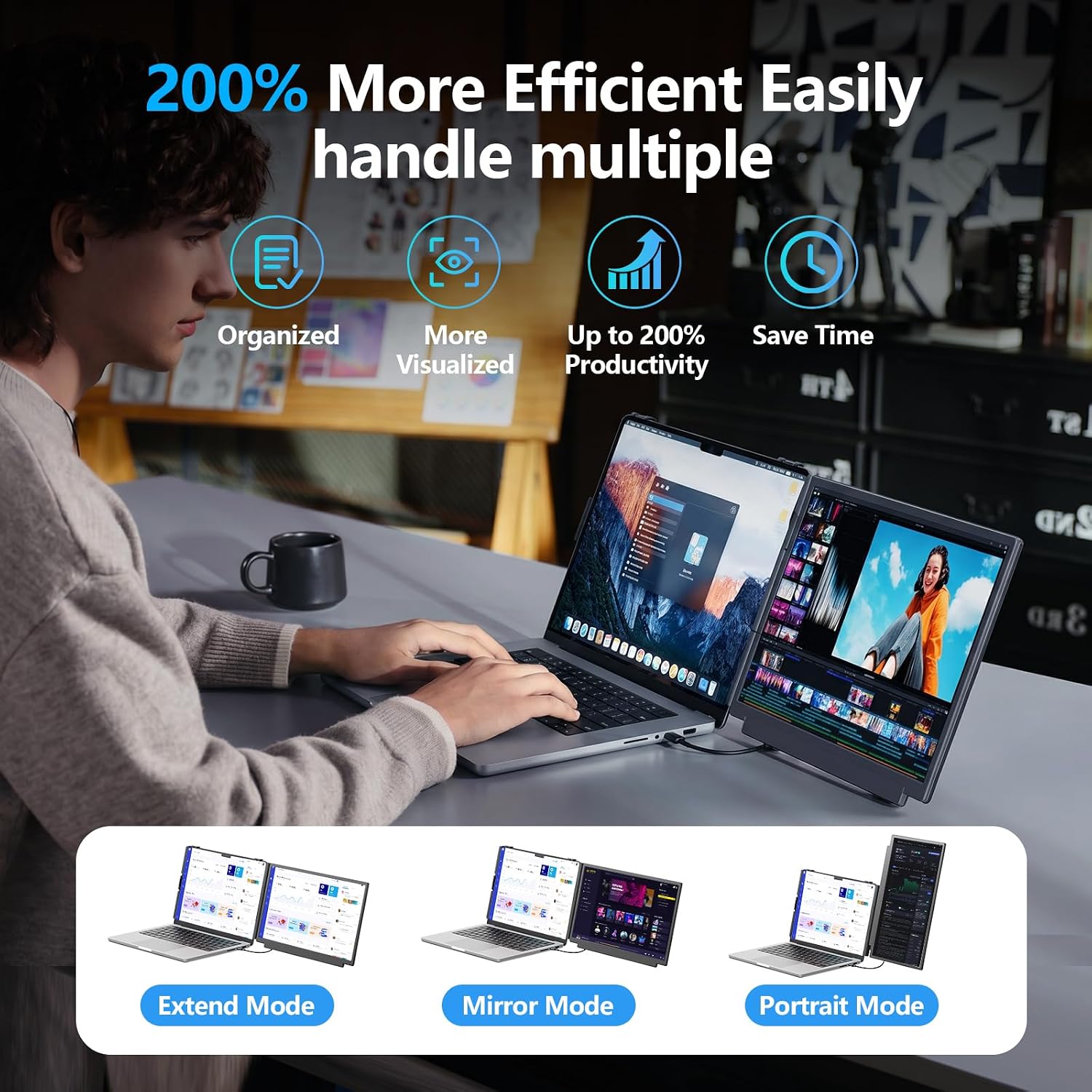 Detalle de Wixzet Laptop Screen Extender, 15.6-Inch FHD Monitor