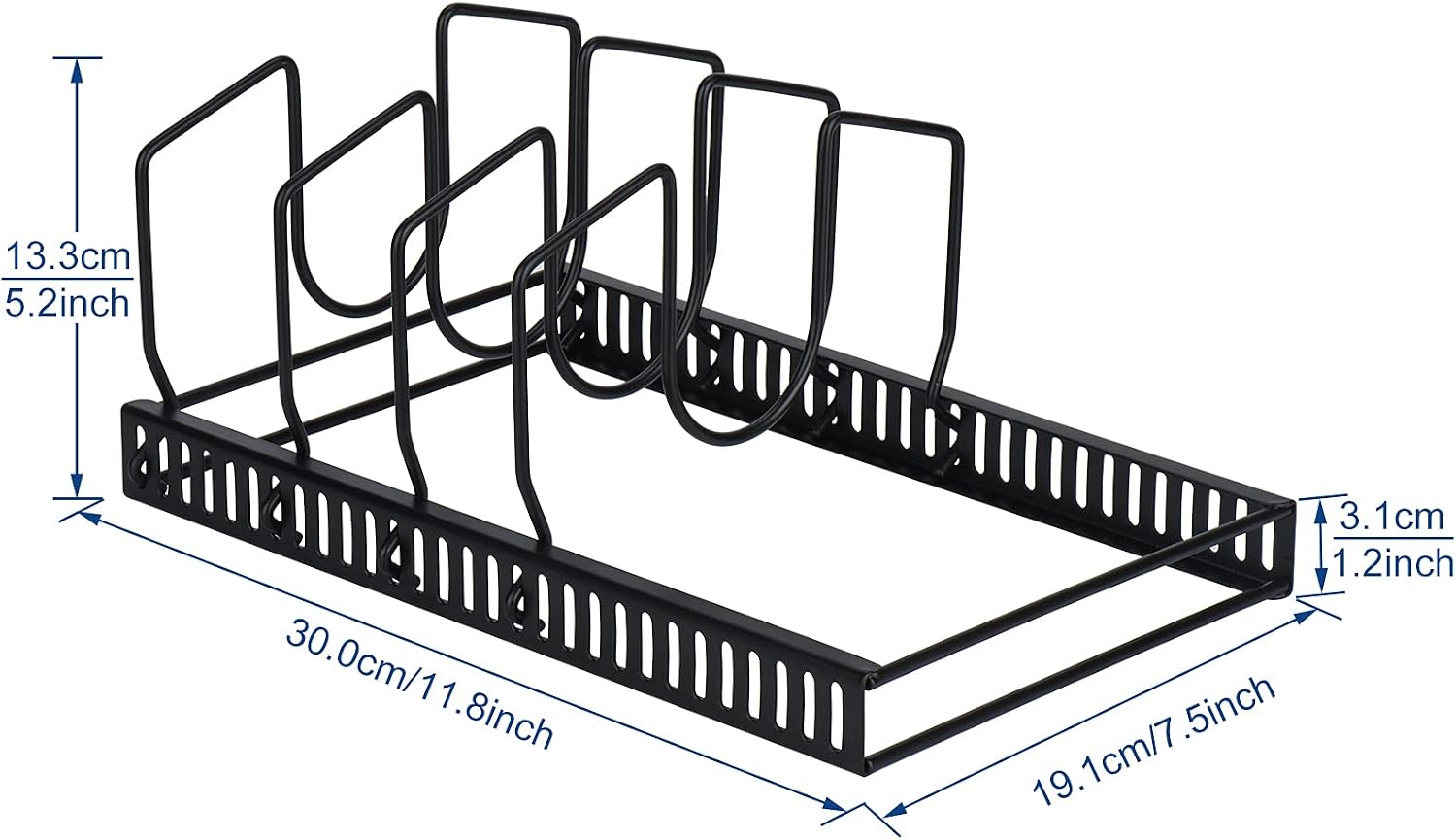 Detalle de Toplife Pot Lids Organizer Rack: 7-Compartment Lid & Bakeware Storage