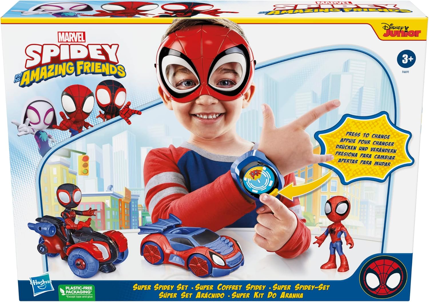 Thumbnail 1 de Spidey and His Amazing Friends Super Spidey Set – Role Play Toy Car & Mask for Kids 3+
