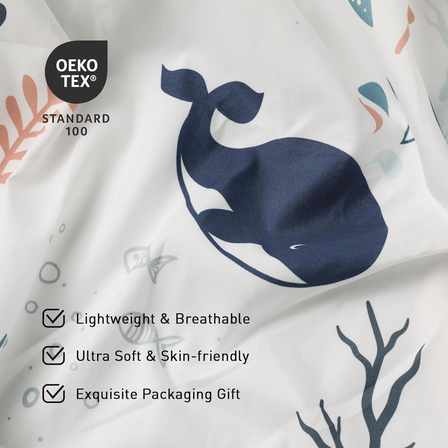 Detalle de 2 Pack Cot Sheets: 120 x 60 cm Microfibre Fitted Sheets (Whales) for Bassinet/Oval Cribs