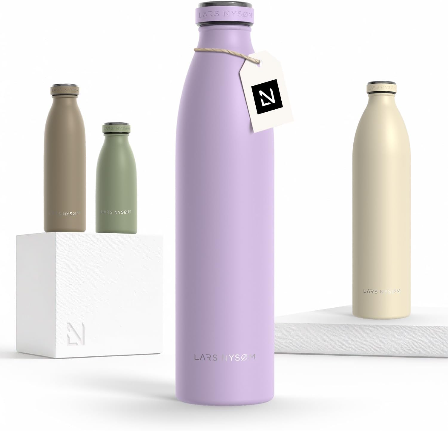 Detalle de LARS NYSØM Edelstahl-Trinkflasche Ren (Thermos) für Kohlensäure – 350 ml bis 1.000 ml, auslaufsicher