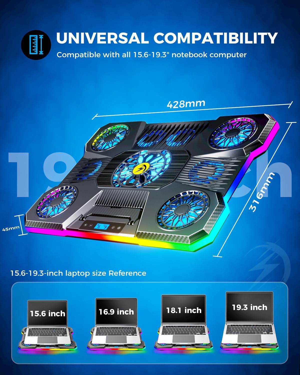 Thumbnail 6 de ChillCore A21 Laptop Cooling Pad with 9 Fans, RGB Lighting and 8 Height Settings