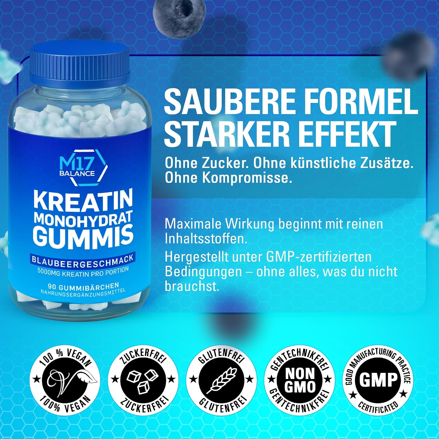 Thumbnail 4 de Creatin Monohydrat Gummibärchen (5000 mg) mit BCAAs & L-Carnitin – zuckerfrei, vegan, glutenfrei, 30 Portionen