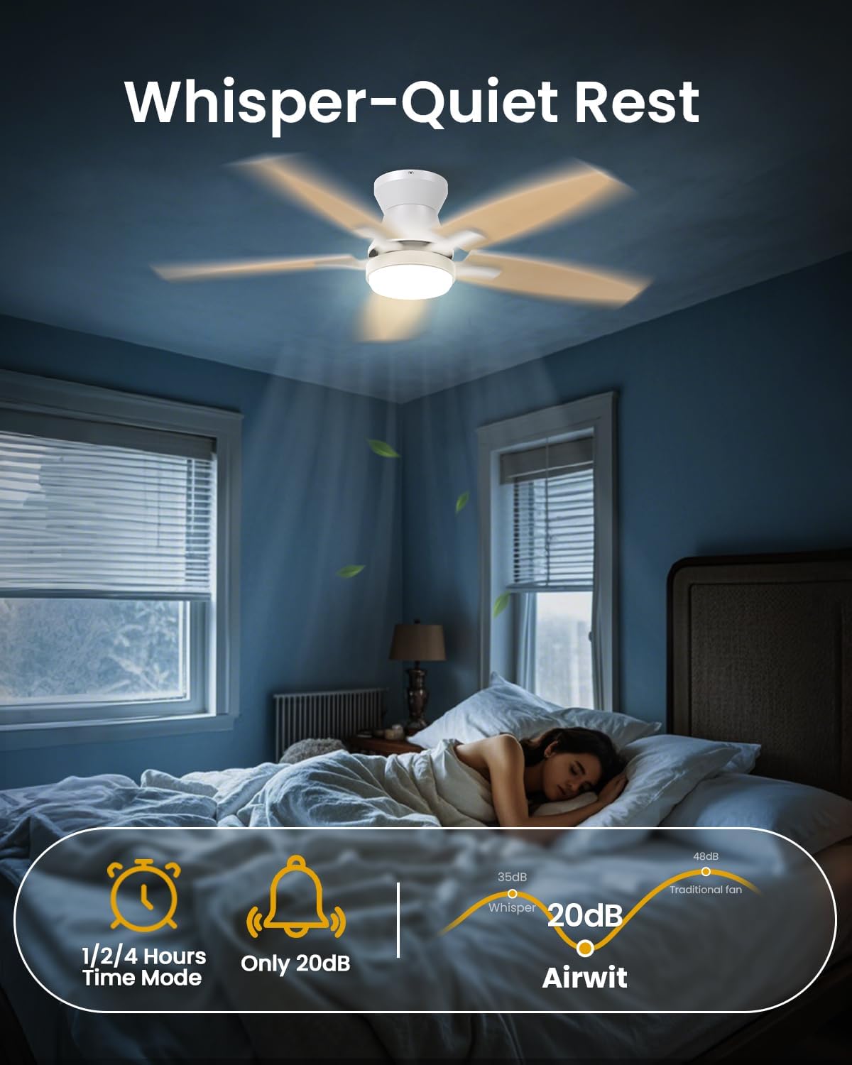 Thumbnail 4 de Airwit 106 cm Deckenventilator mit Beleuchtung, LED, DC-Motor & Fernbedienung