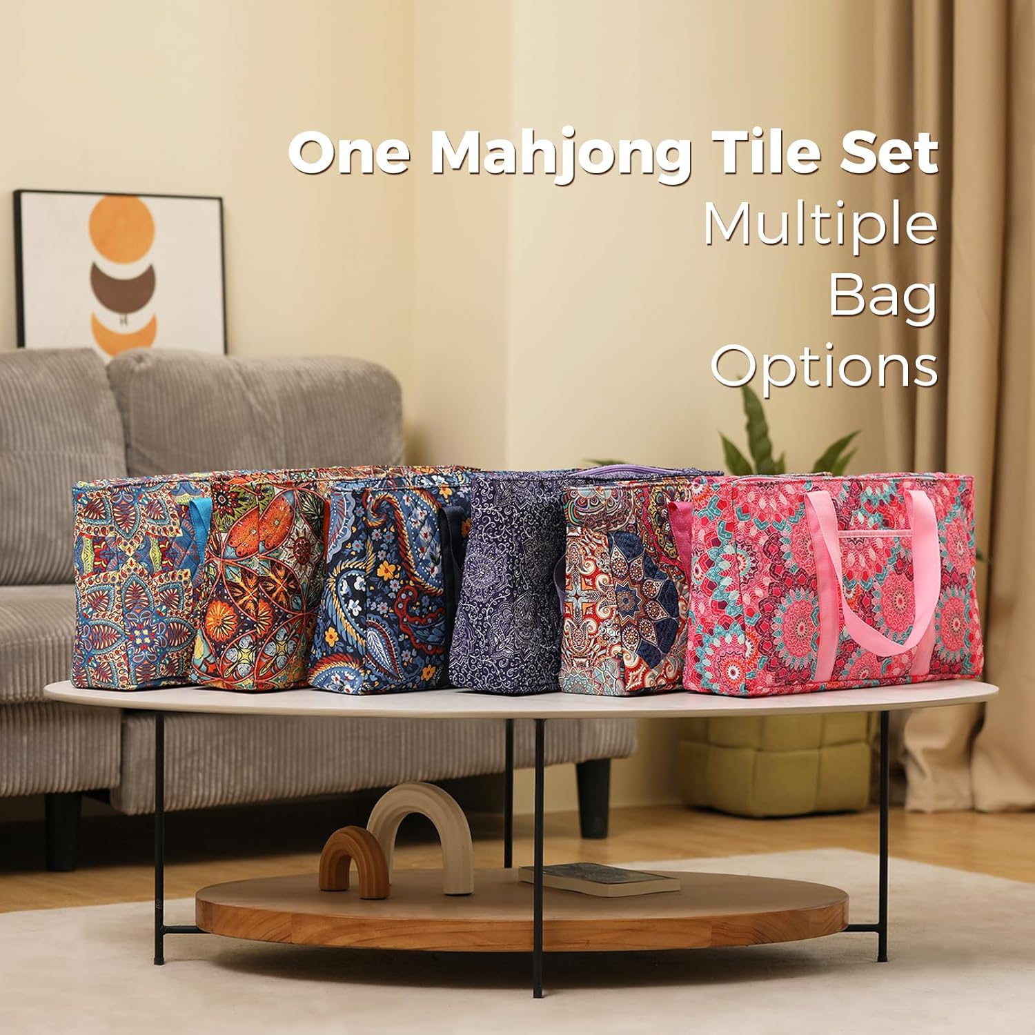 Thumbnail 6 de Kyerlish American Mahjong - Complete 166-Tile Set with Navy Printed Carrying Bag and All-in-One Racks