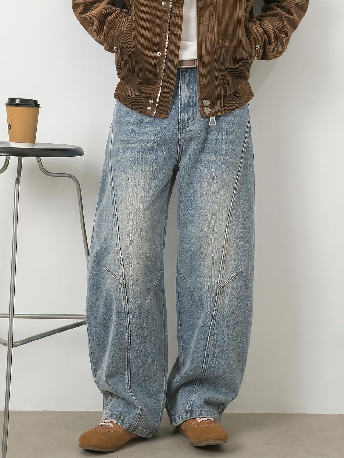 Detalle 2 de Icymay Mens Baggy Jeans, Wide-Leg Y2K Vintage Denim