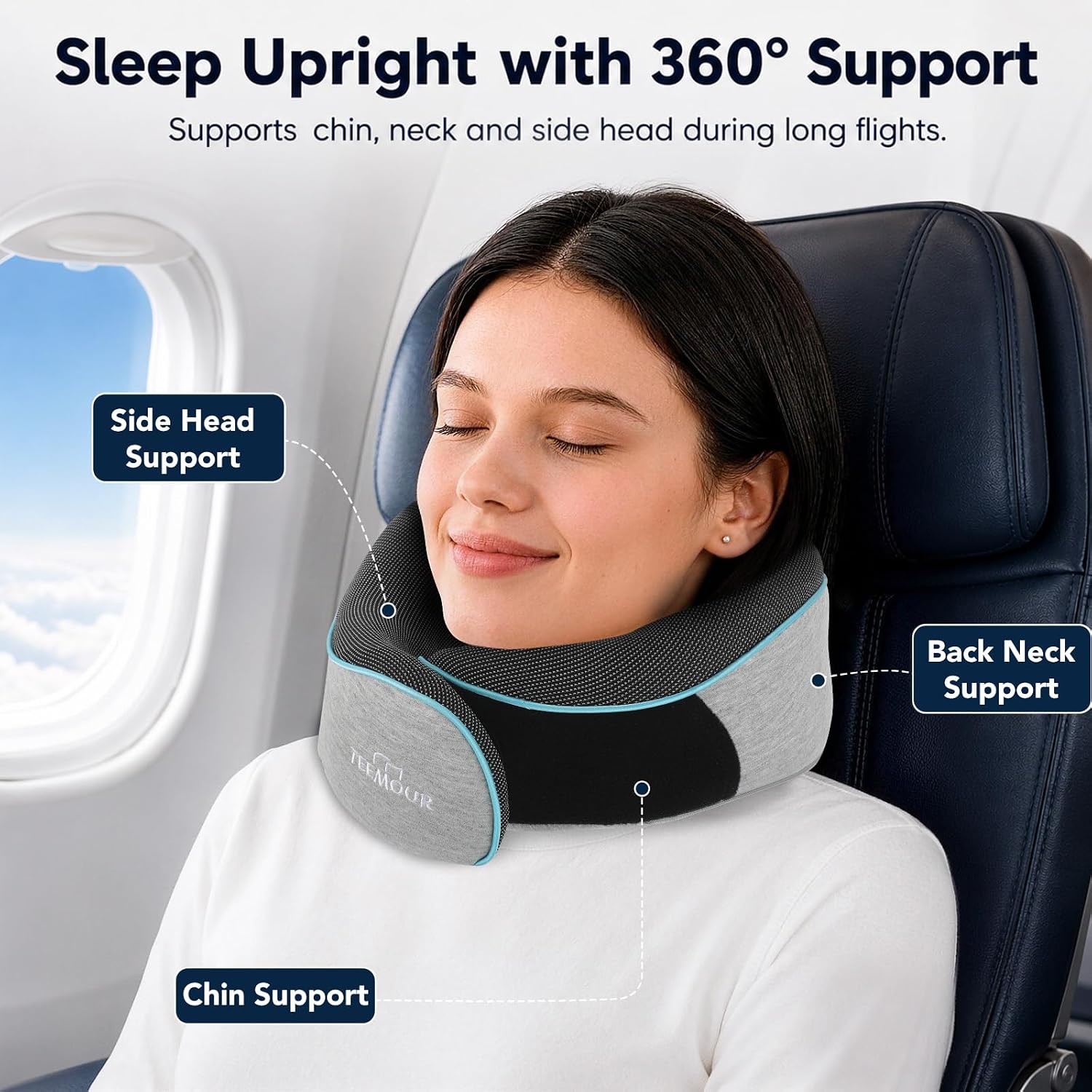 Thumbnail 1 de Nackenkissen Flugzeug Memory Foam 360° Grau