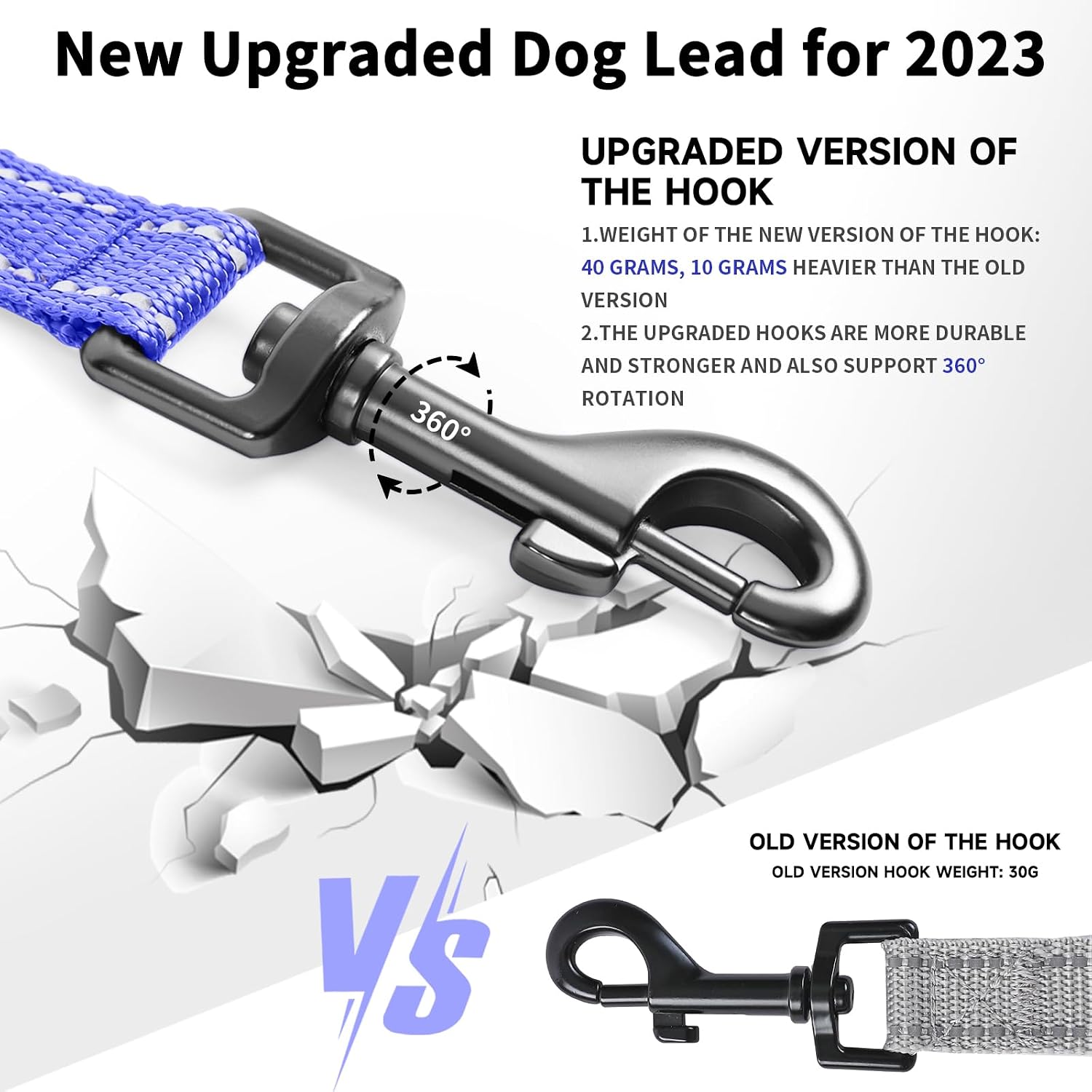 Detalle de COMSLE Long Leads for Dog Training – Extra-long nylon dog training leash with rotating buckle (3m–20m)
