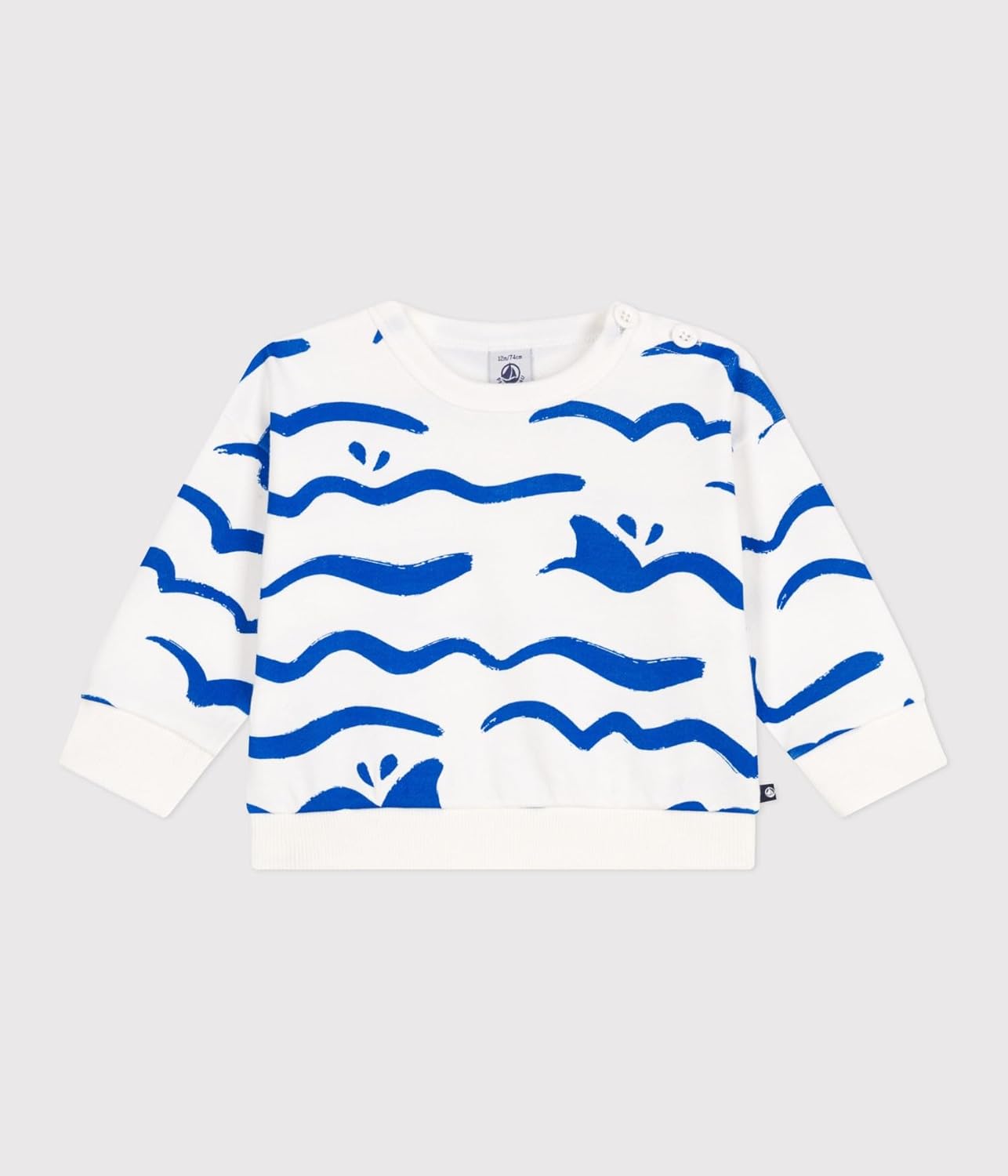 Detalle 2 de Petit Bateau Sweatshirt bébé garçon en coton avec imprimé requin