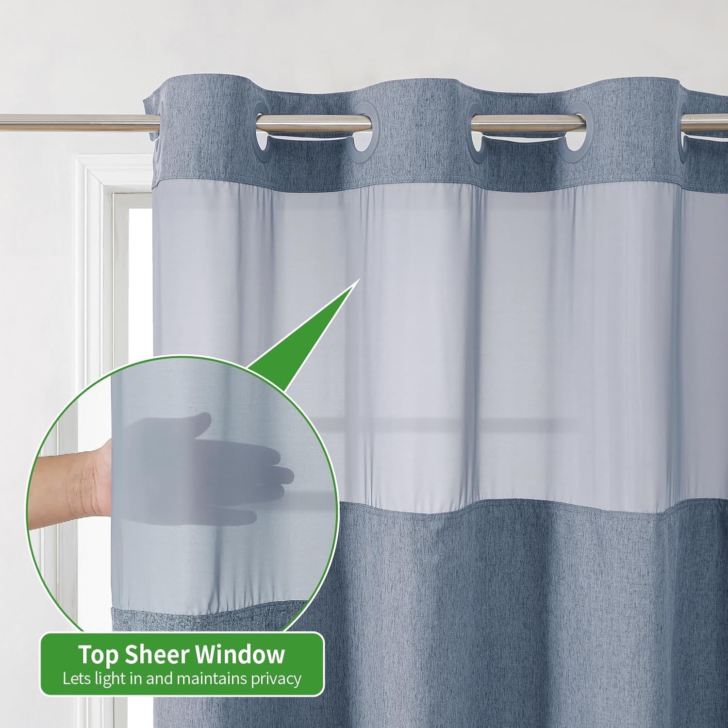Detalle de eachope Stall Linen Shower Curtain 54x80