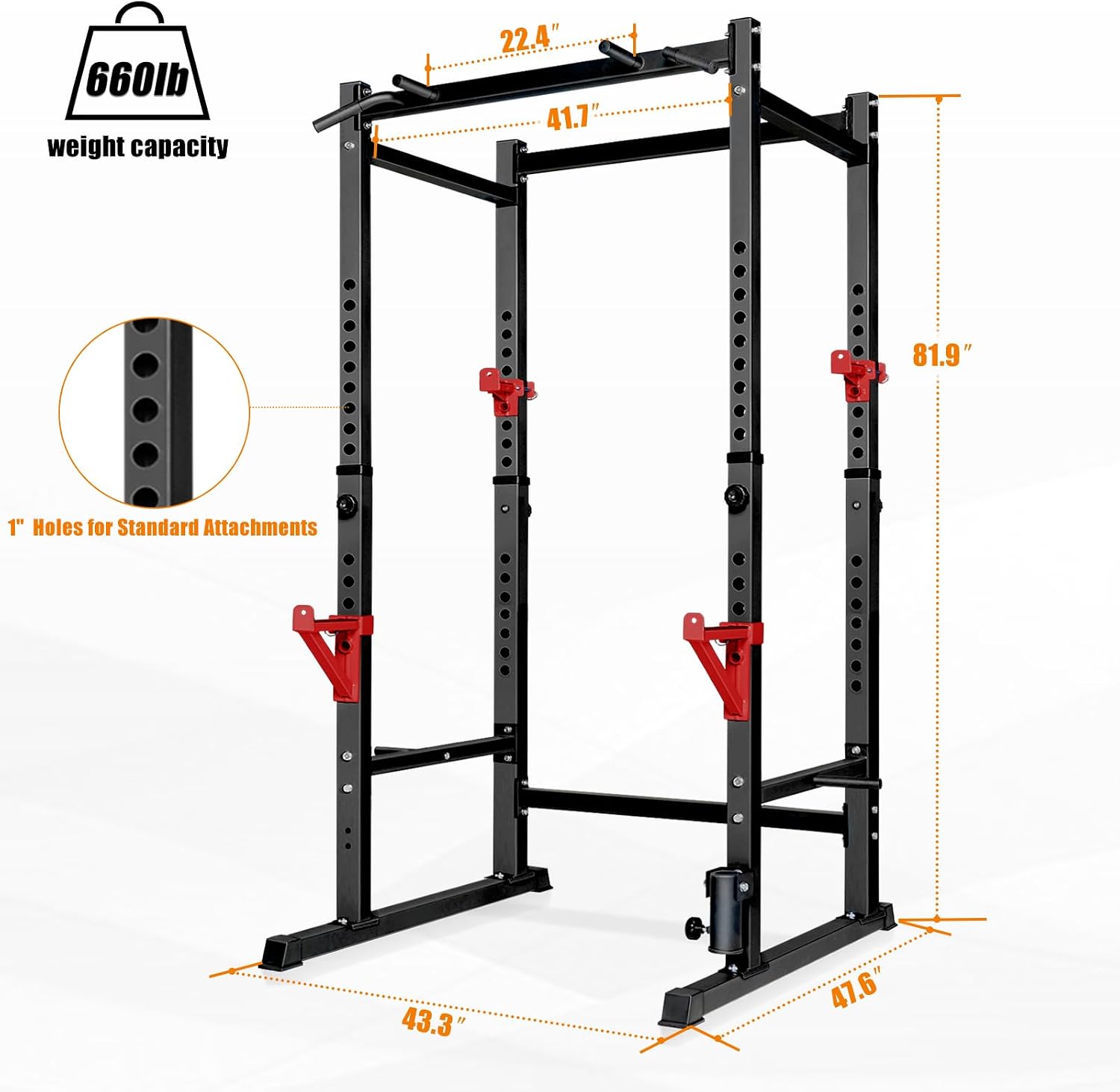 Detalle 2 de Bongkim Adjustable Power Rack Cage with Pull-Up Bar, 299 kg Capacity