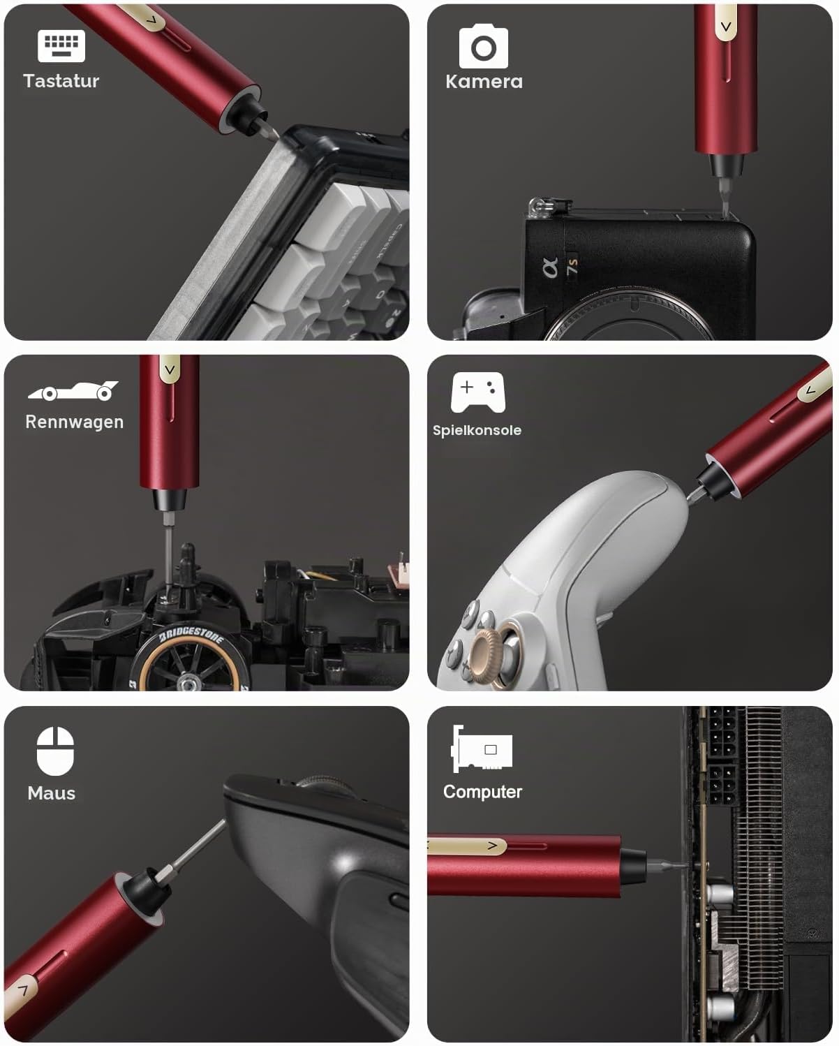 Detalle 2 de Fanttik E2 Ultra 3.7V Mini Elektro Schraubendreher Set – 50-in-1 Präzisionsschrauber mit 0,6 Nm, ROT