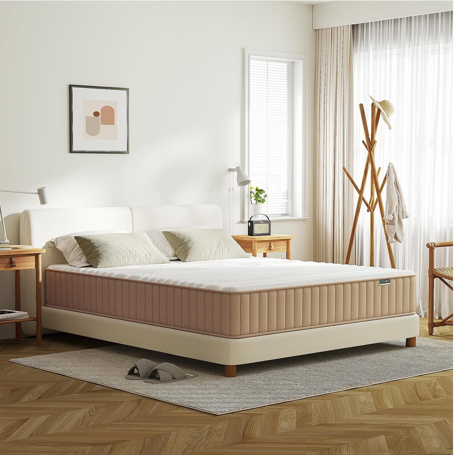Detalle de PurrJoys Queen Mattress, 12-Inch Firm Hybrid with Memory Foam and Pocket Springs